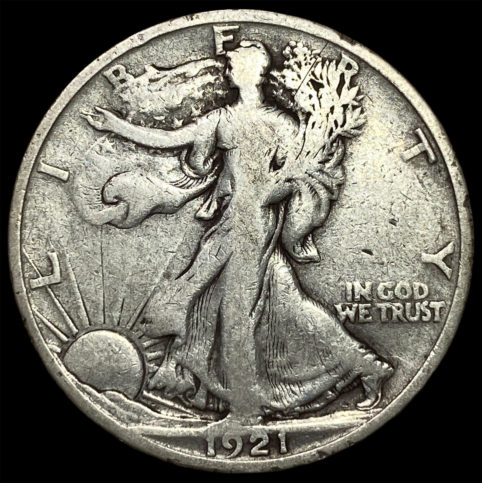 1921-S Silver Walking Liberty Half Dollar LIGHTLY CIRCULATED: 1921-S Silver Walking Liberty Half Dollar LIGHTLY CIRCULATED
