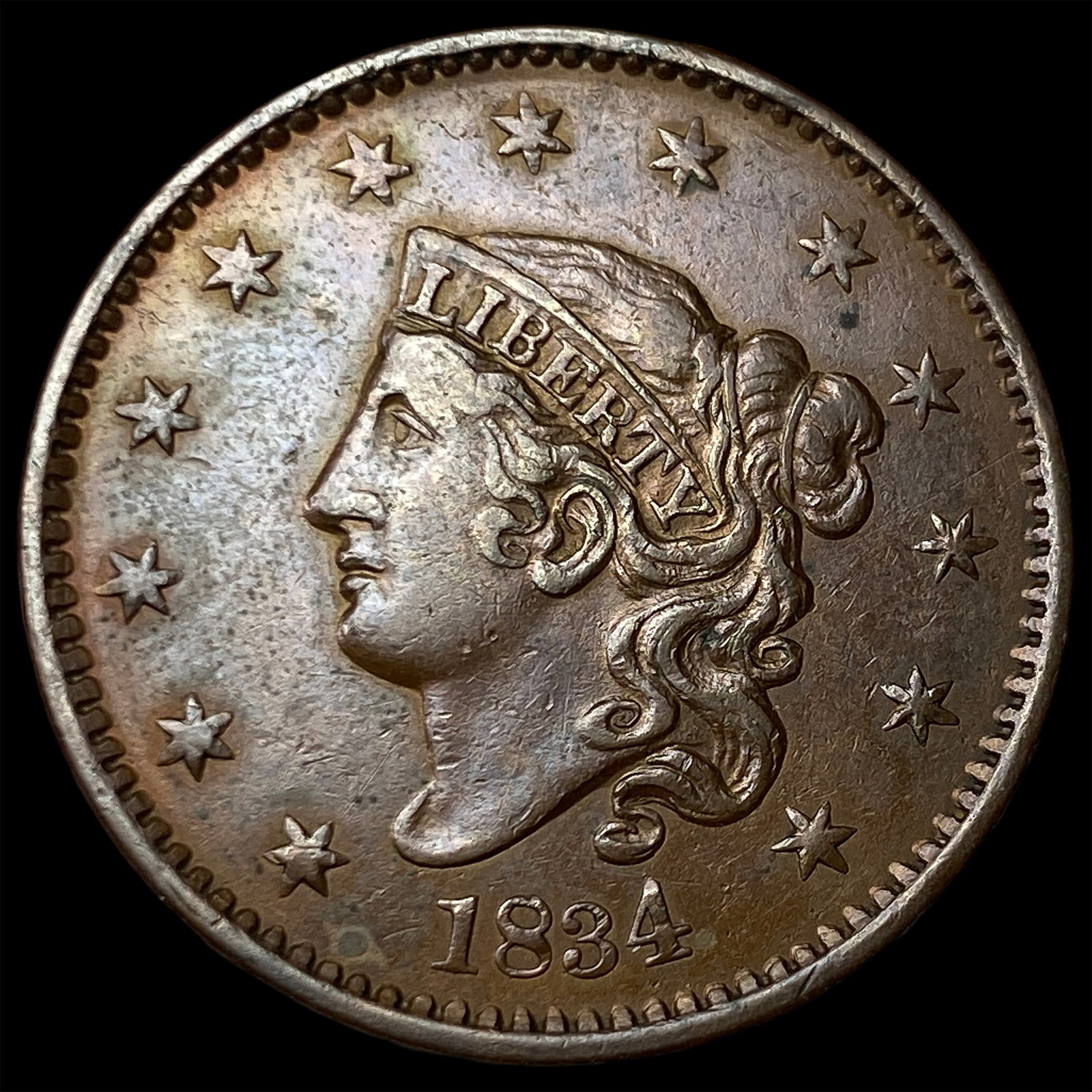 1834 Coronet Head Large Cent CLOSELY UNCIRCULATED: 1834 Coronet Head Large Cent CLOSELY UNCIRCULATED