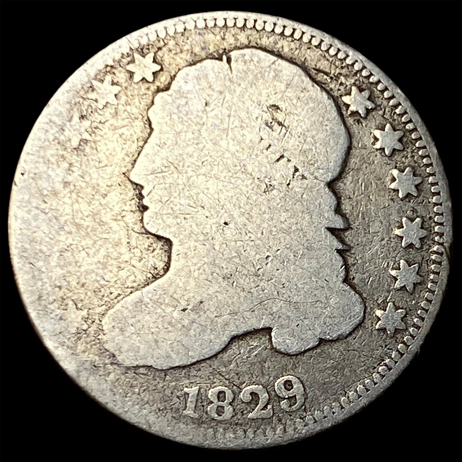 1829 Silver Capped Bust Dime NICELY CIRCULATED: 1829 Silver Capped Bust Dime NICELY CIRCULATED