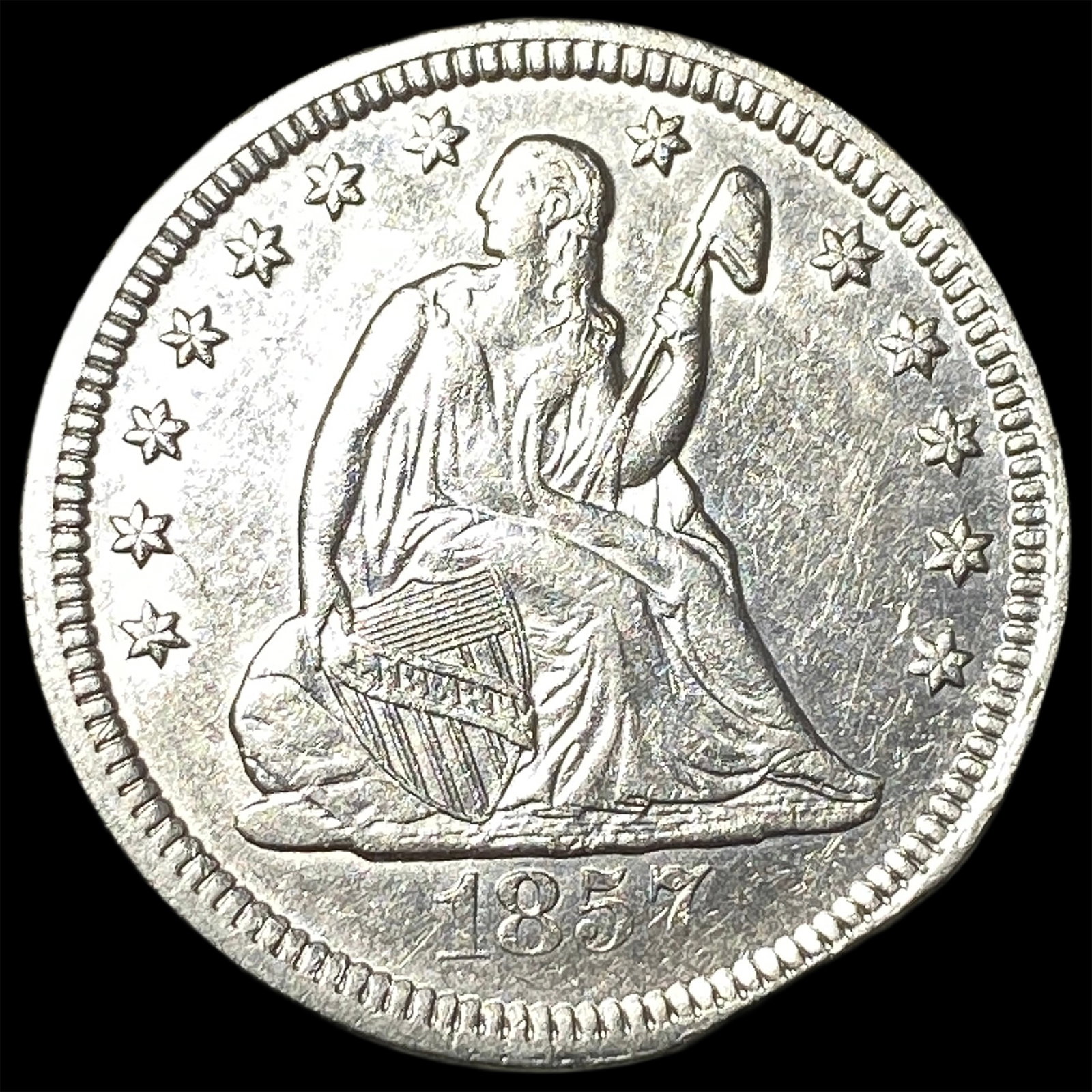 1857 Seated Liberty Quarter CHOICE AU: 1857 Seated Liberty Quarter CHOICE AU