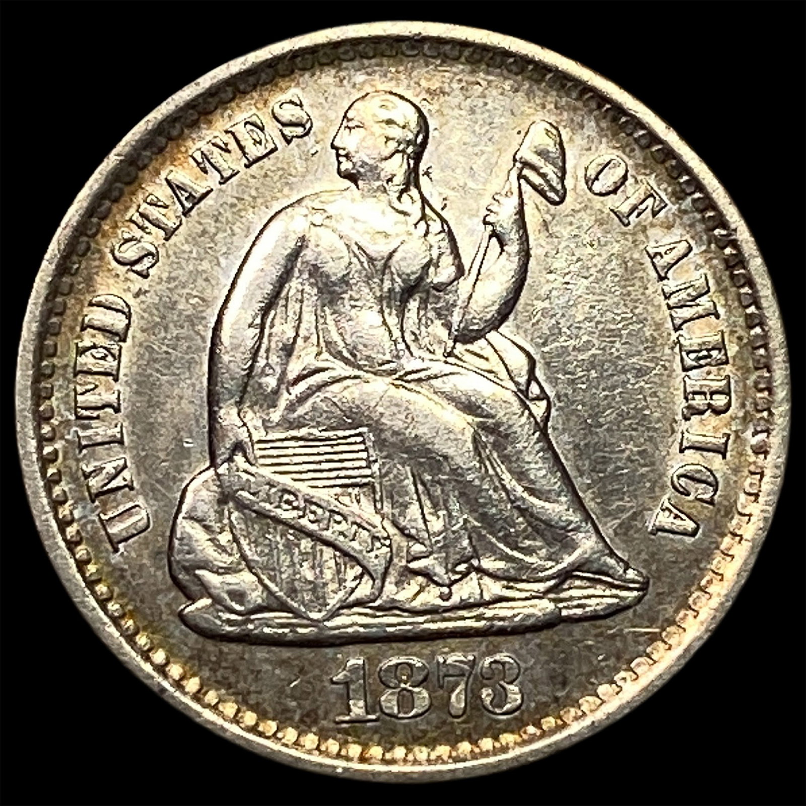 1873-S Silver Half Dime CLOSELY UNCIRCULATED: 1873-S Silver Half Dime CLOSELY UNCIRCULATED