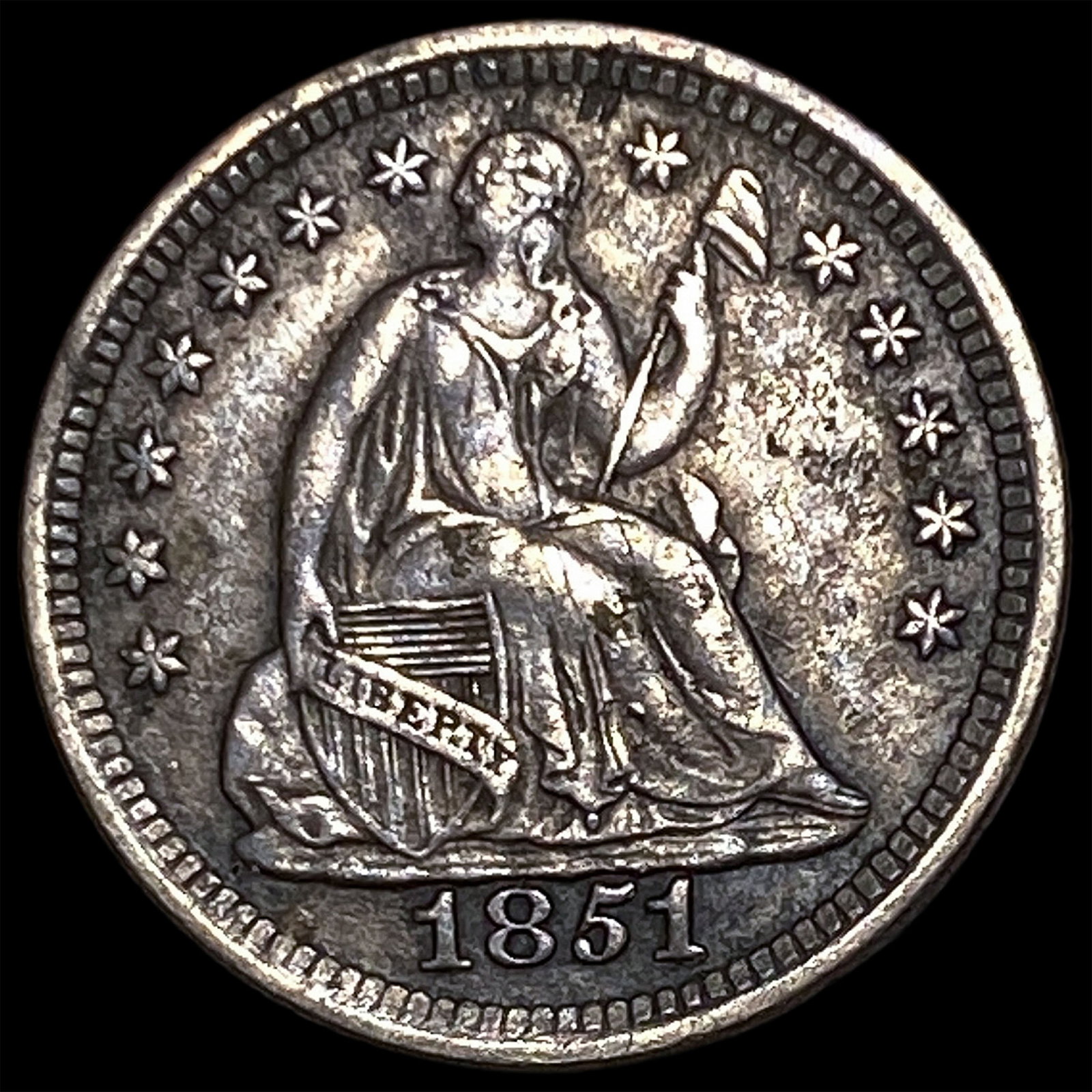 1851-O Silver Seated Liberty Half Dime NEARLY UNCIRCULATED: 1851-O Silver Seated Liberty Half Dime NEARLY UNCIRCULATED
