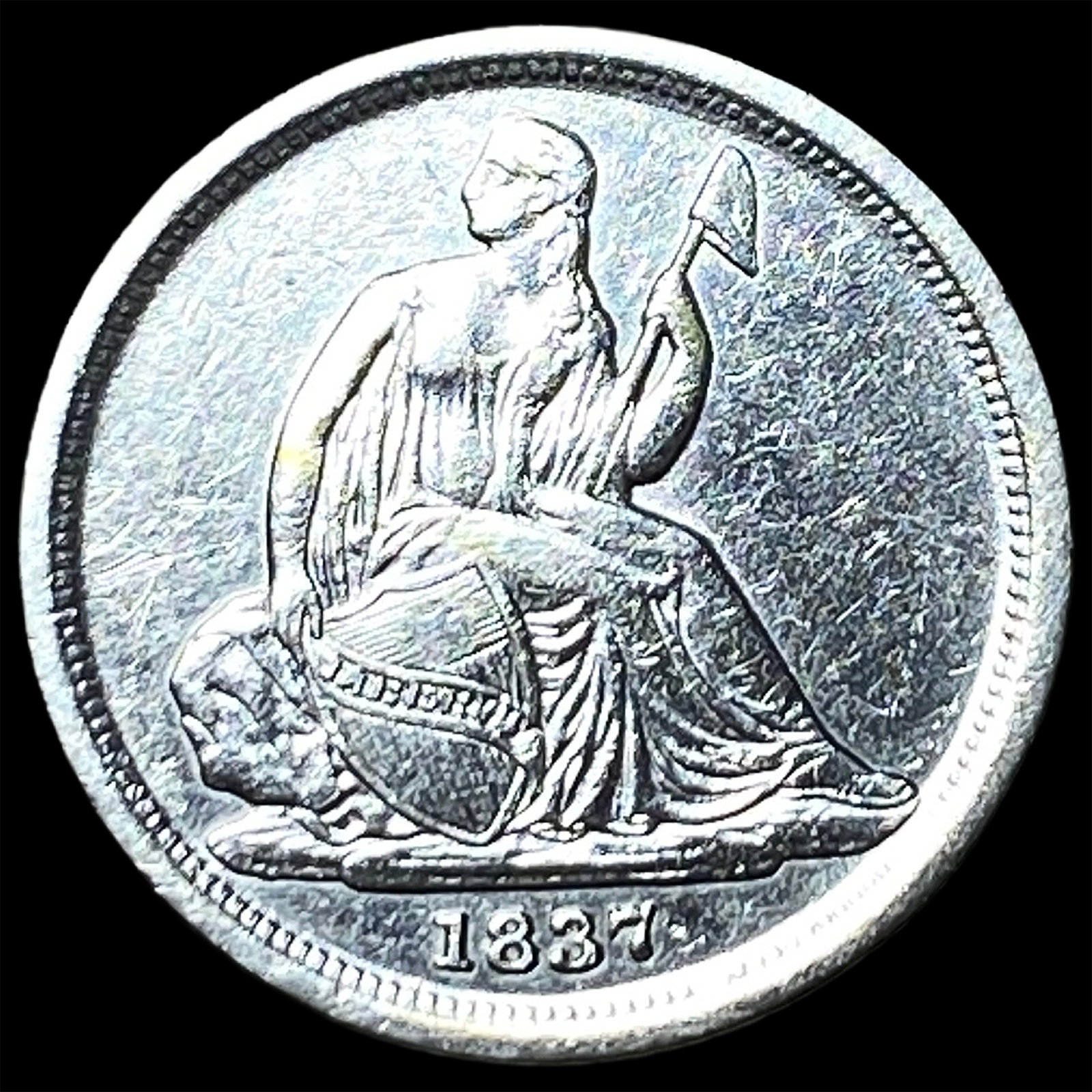 1837 Silver Seated Liberty Dime CHOICE AU (1 of 2)