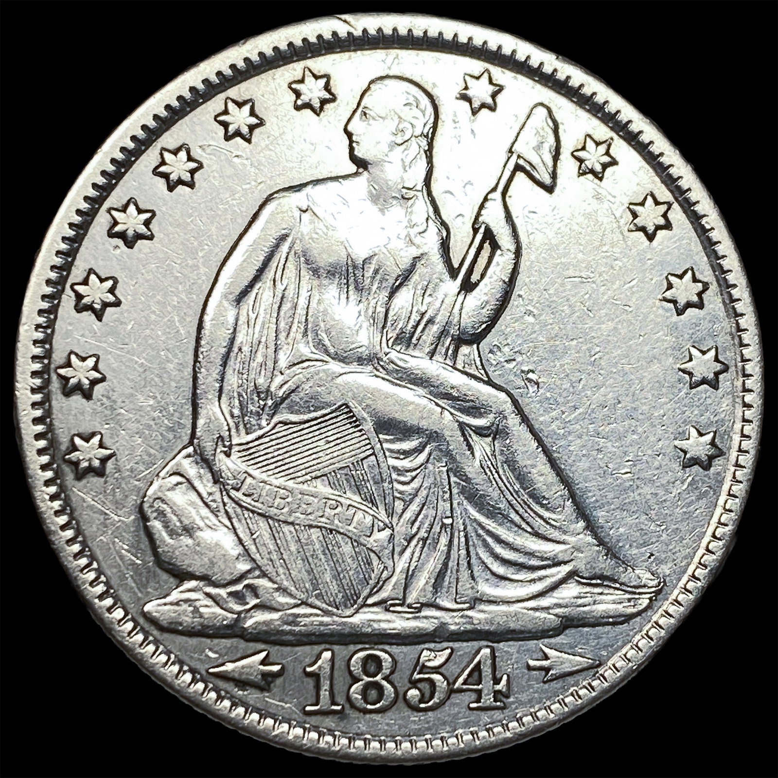 1854-O Seated Liberty Half Dollar CLOSELY UNCIRCULATED: 1854-O Seated Liberty Half Dollar CLOSELY UNCIRCULATED
