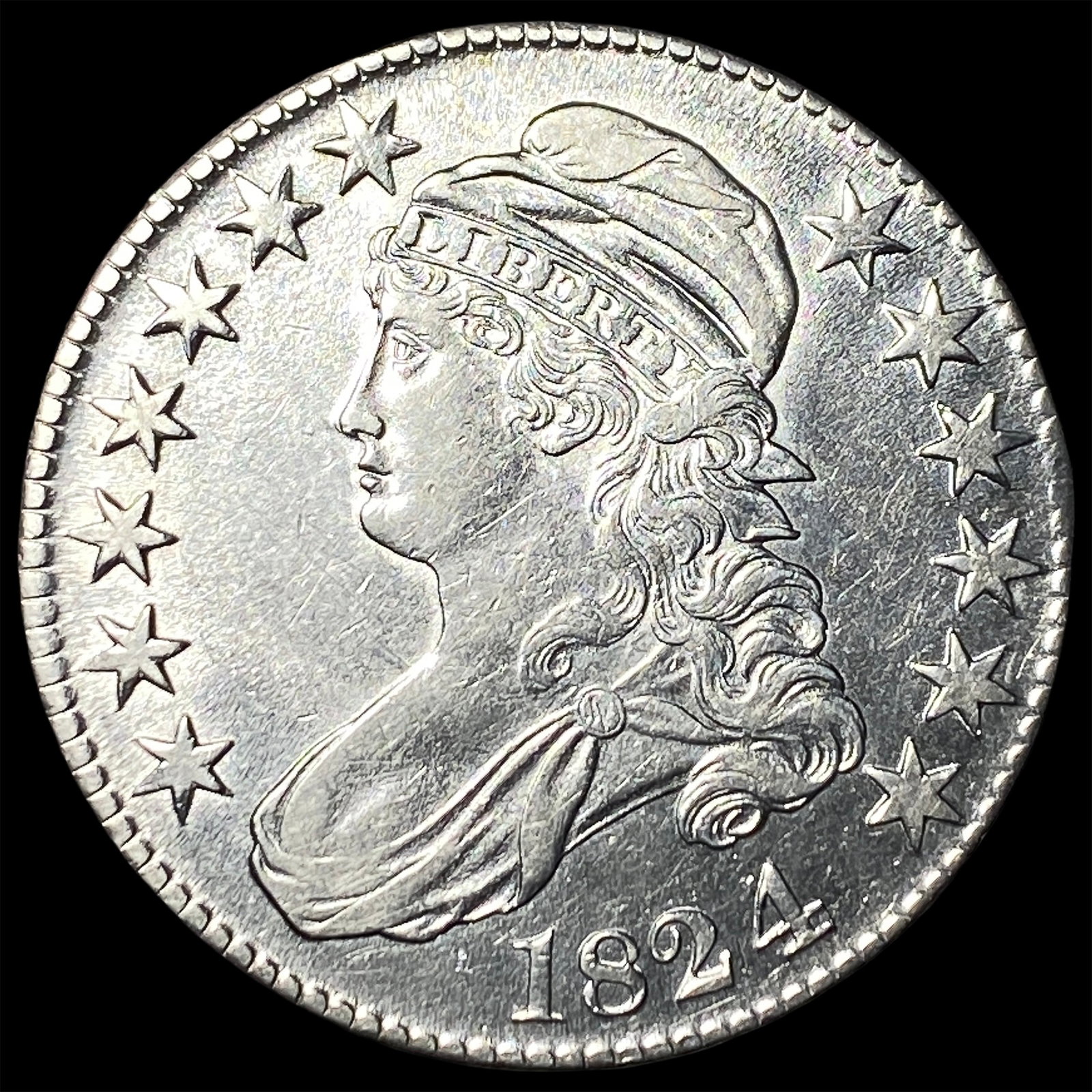 1824 Capped Bust Half Dollar CHOICE AU: 1824 Capped Bust Half Dollar CHOICE AU