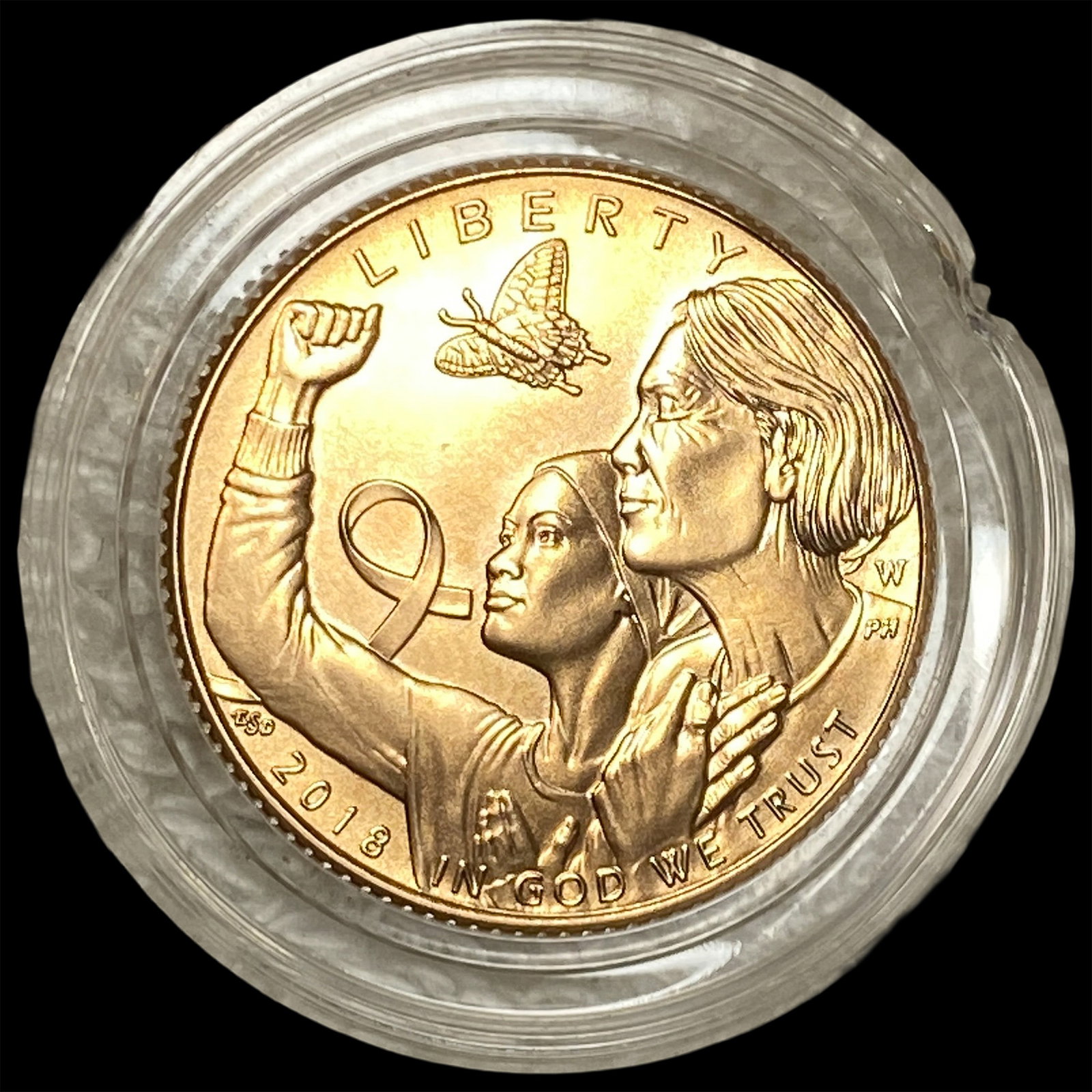 2018-W .21676oz Gold $5 Breast Cancer GEM PROOF: 2018-W .21676oz Gold $5 Breast Cancer GEM PROOF