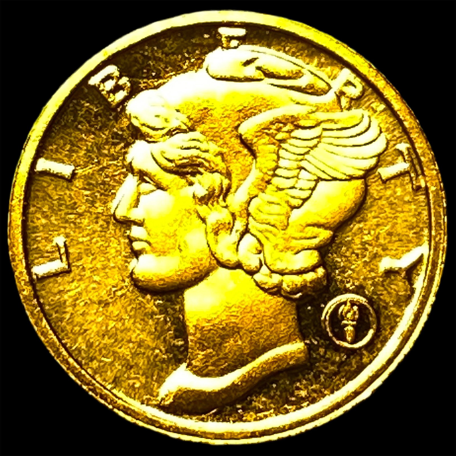 1/10oz .9999 Gold Round Mercury SUPERB GEM BU: 1/10oz .9999 Gold Round Mercury SUPERB GEM BU