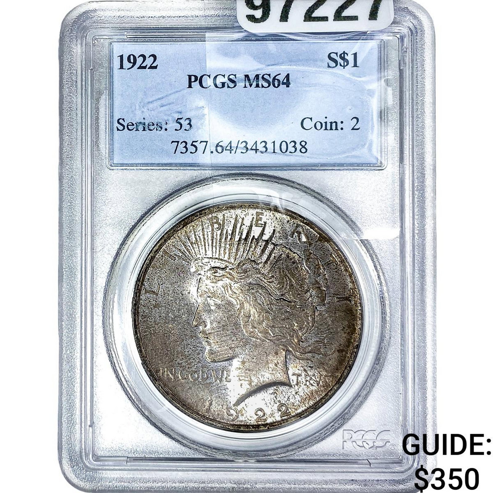1922 Silver Peace Dollar PCGS MS64: 1922 Silver Peace Dollar PCGS MS64