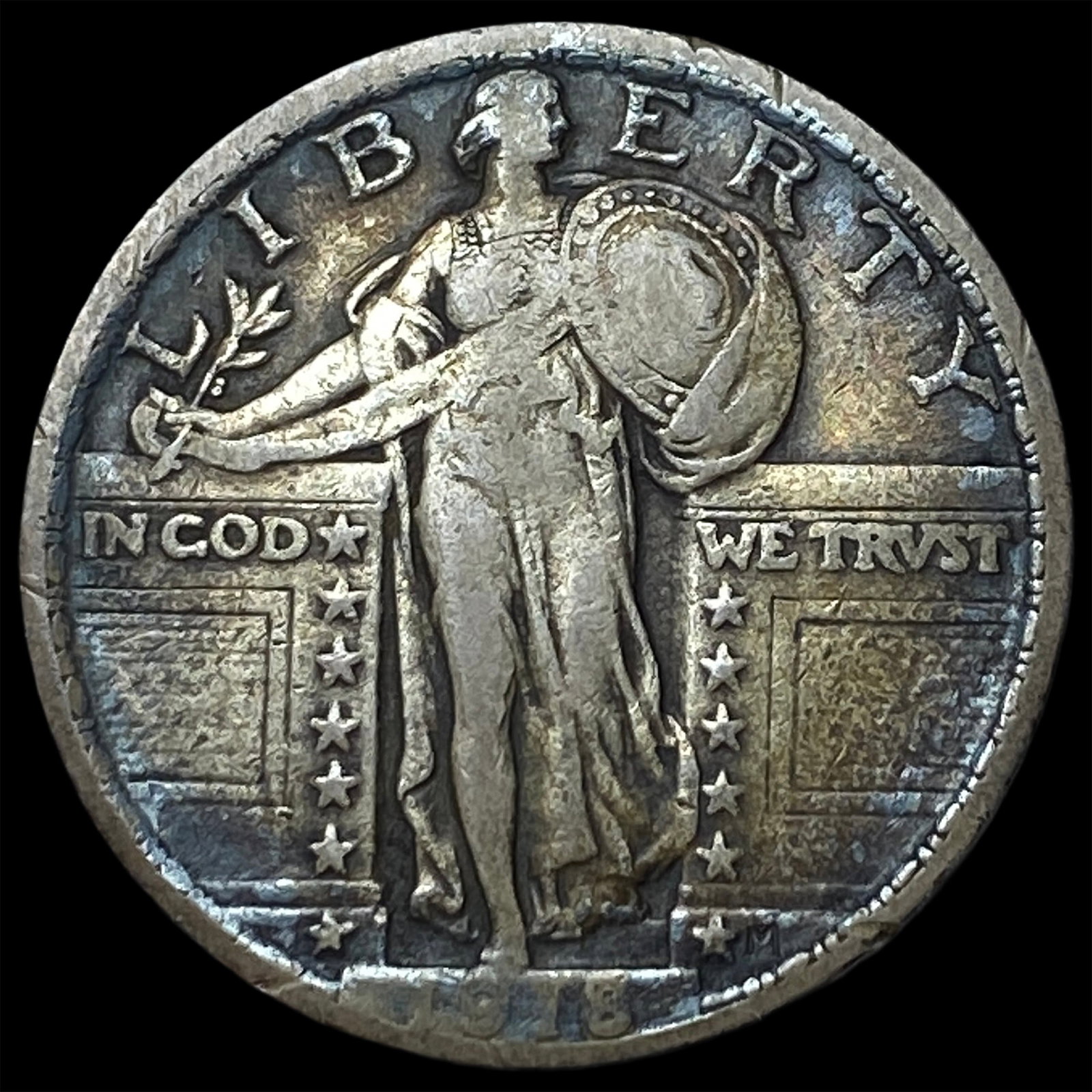 1918 Silver Standing Liberty Quarter ABOUT UNCIRCULATED: 1918 Silver Standing Liberty Quarter ABOUT UNCIRCULATED