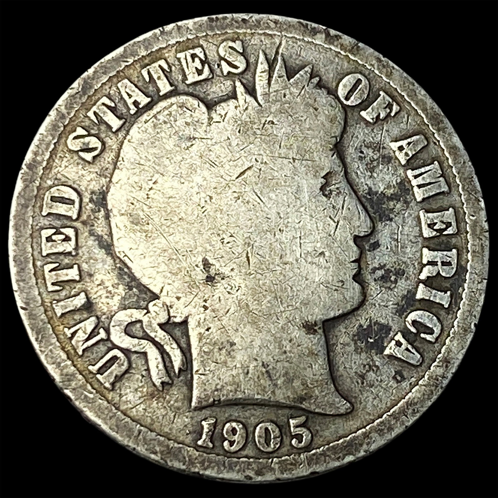 1905-O Silver Barber Dime Micro O NICELY CIRCULATED (1 of 2)