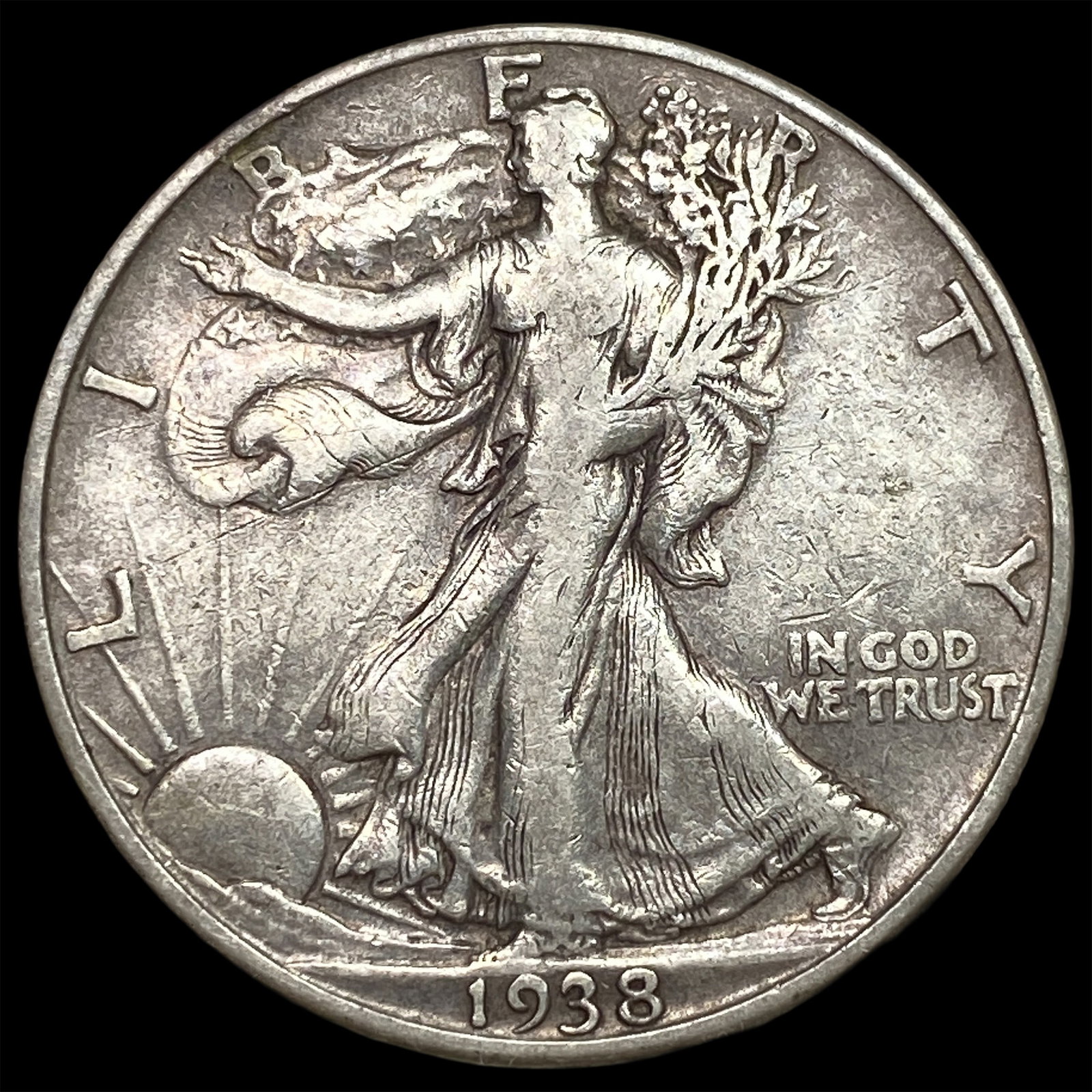 1938-D Silver Walking Liberty Half Dollar ABOUT UNCIRCULATED: 1938-D Silver Walking Liberty Half Dollar ABOUT UNCIRCULATED