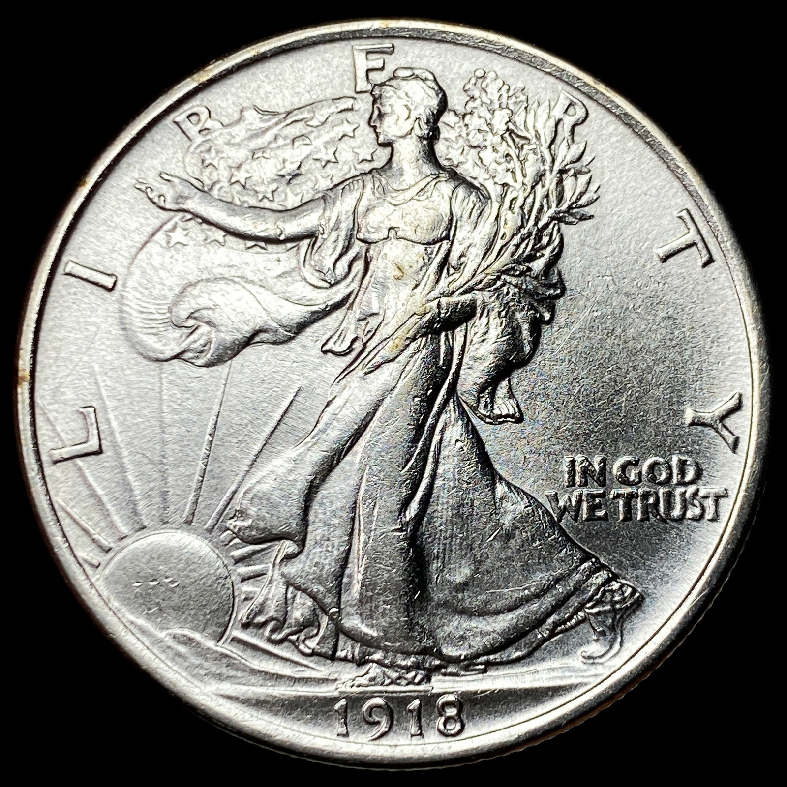 1918 Silver Walking Liberty Half Dollar UNCIRCULATED: 1918 Silver Walking Liberty Half Dollar UNCIRCULATED