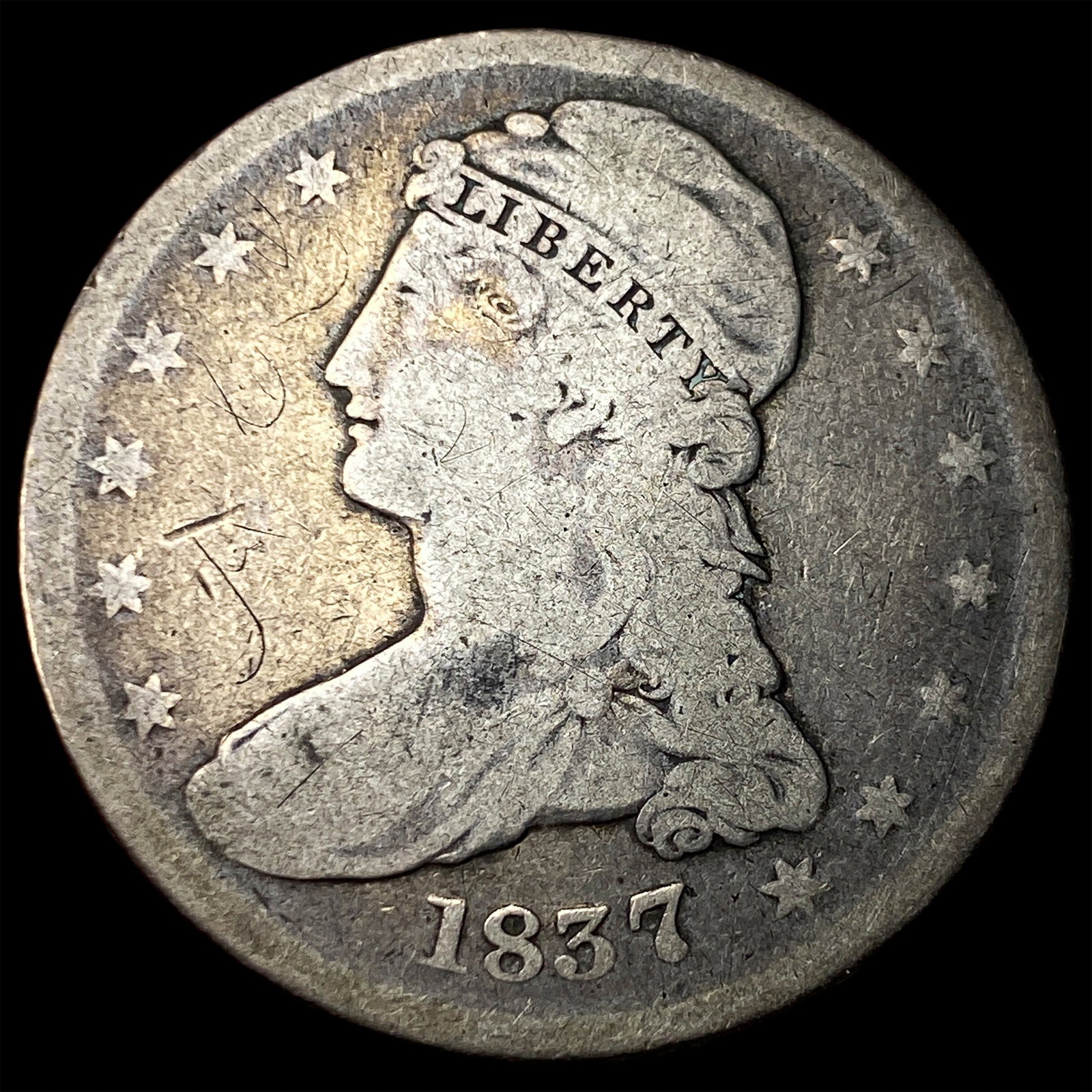 1837 Silver Capped Bust Half Dollar NICELY CIRCULATED: 1837 Silver Capped Bust Half Dollar NICELY CIRCULATED
