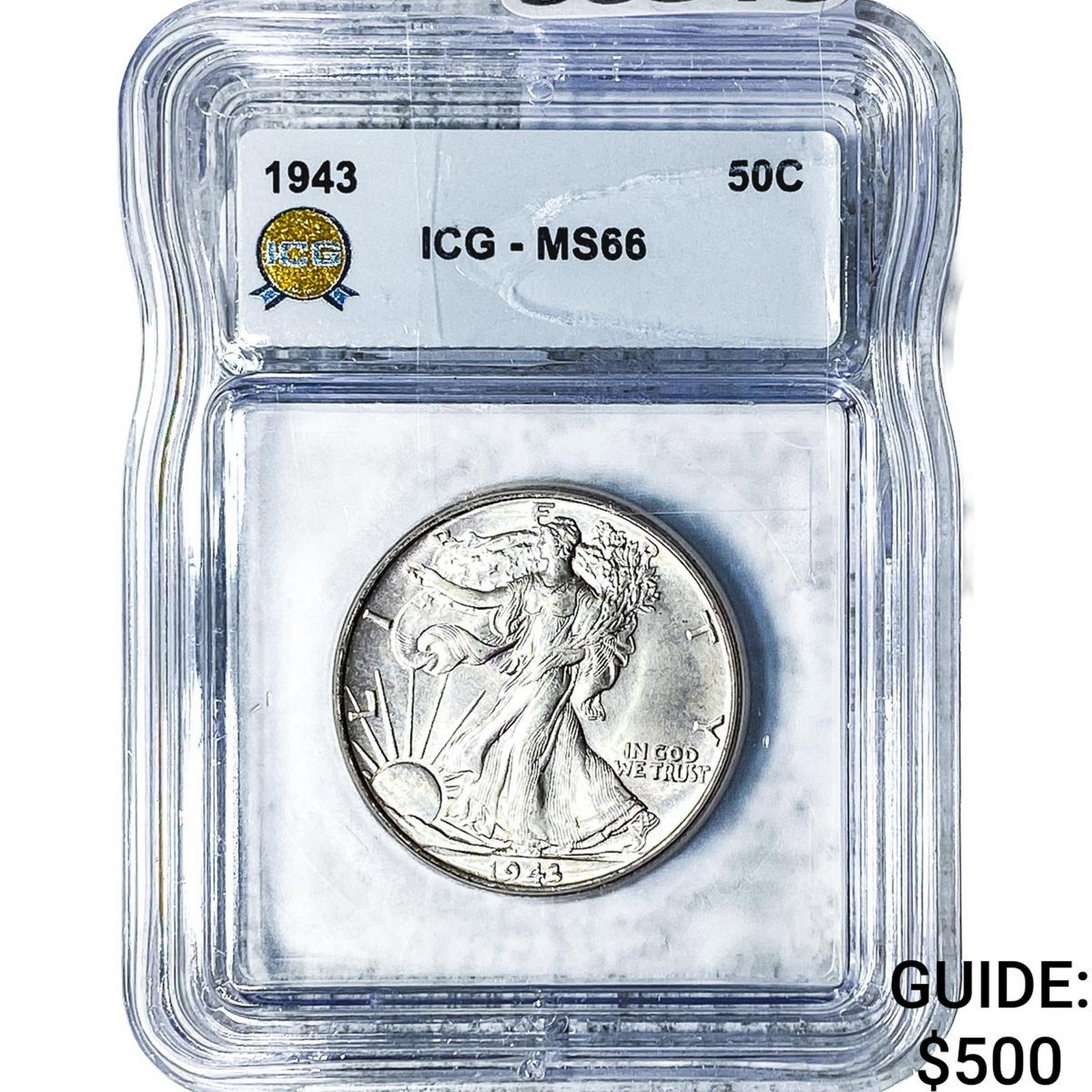1943 Walking Liberty Half Dollar ICG MS66: 1943 Walking Liberty Half Dollar ICG MS66