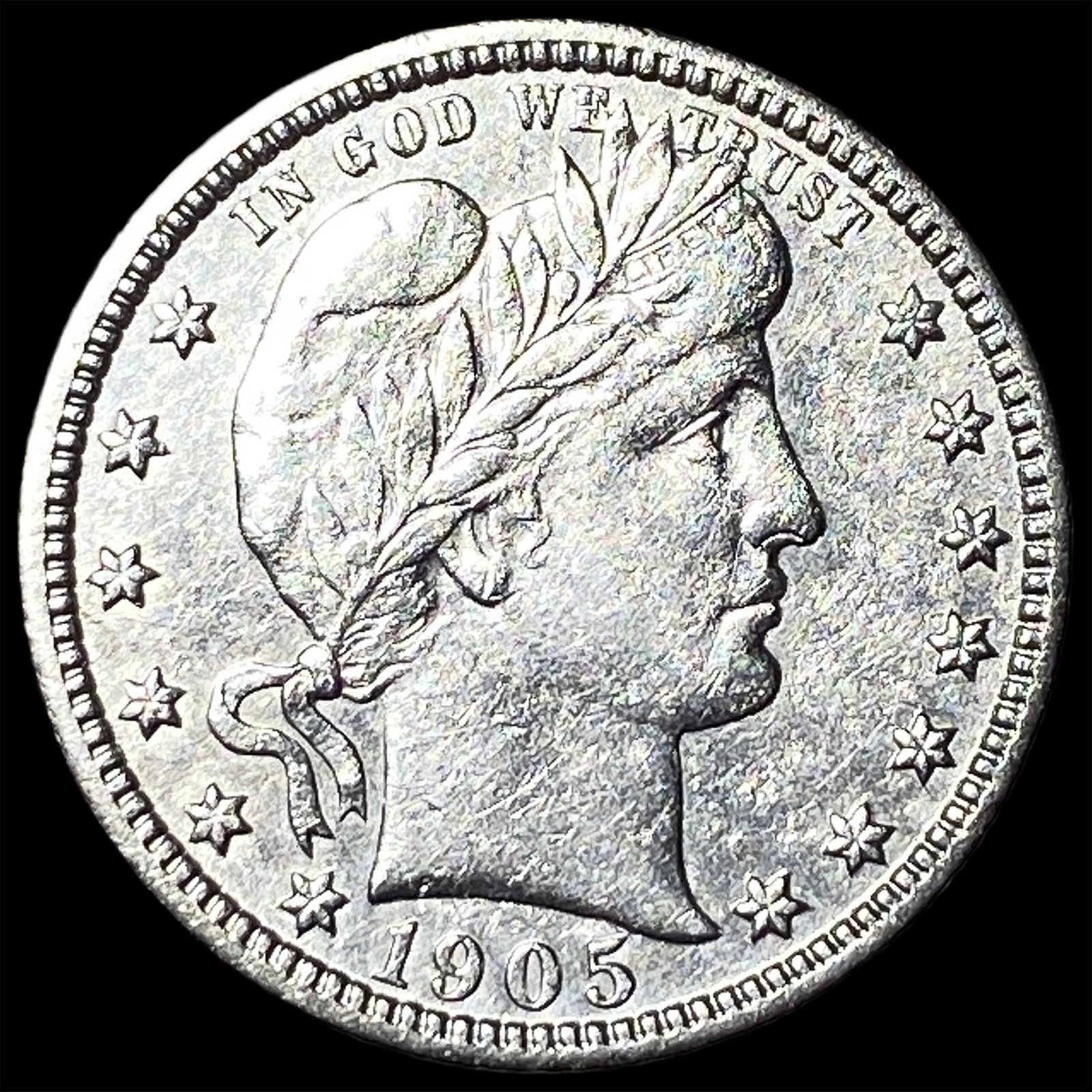 1905-S Silver Barber Quarter CHOICE AU: 1905-S Silver Barber Quarter CHOICE AU