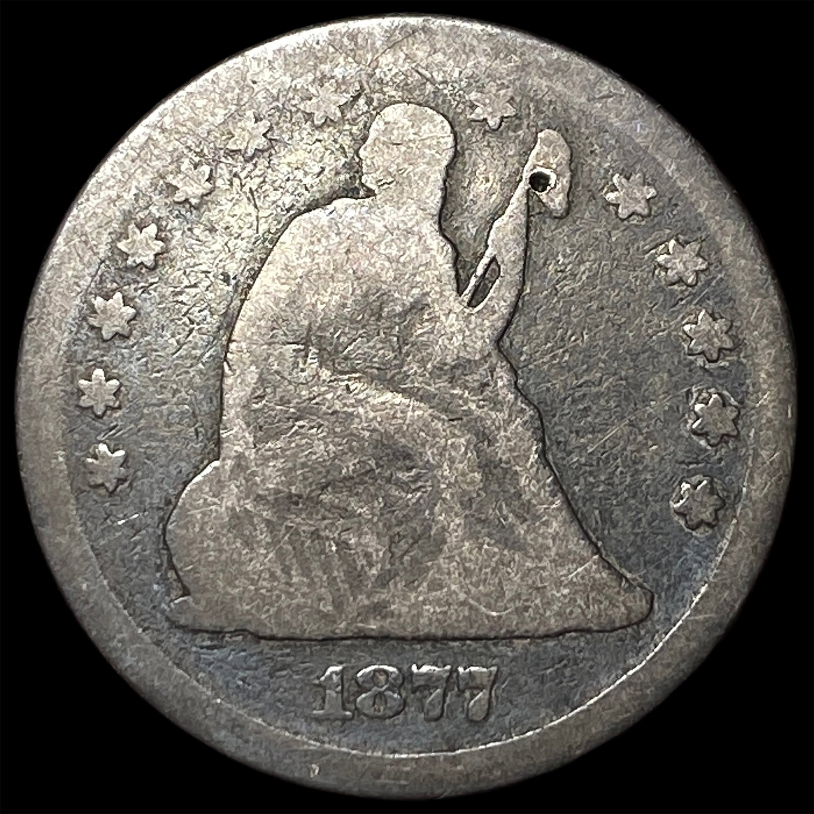 1877 Seated Liberty Quarter NICELY CIRCULATED: 1877 Seated Liberty Quarter NICELY CIRCULATED
