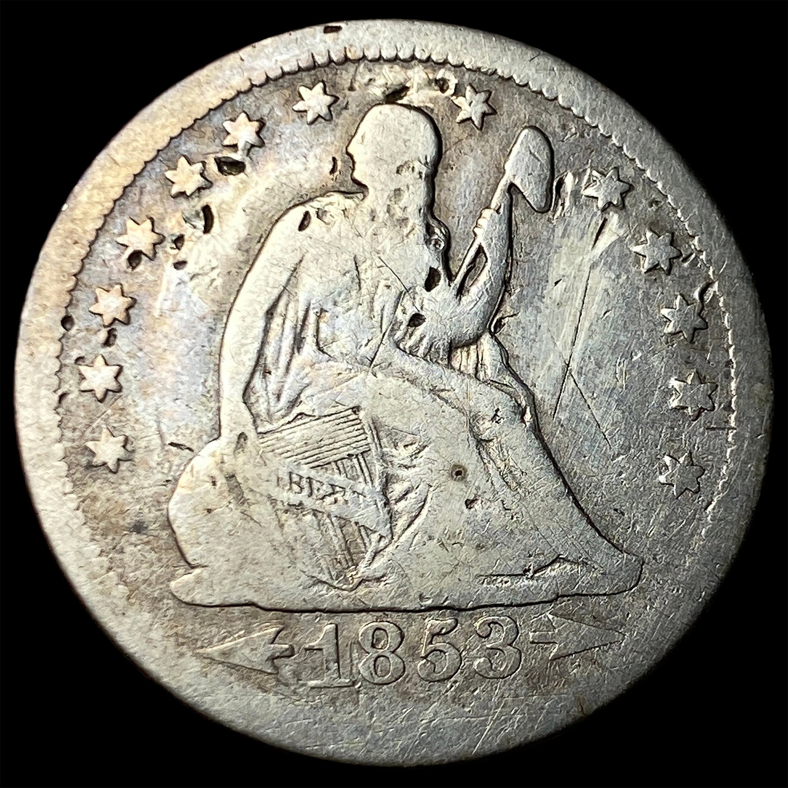 1853-O Arrows/Rays Seated Liberty Quarter NICELY CIRCULATED: 1853-O Arrows/Rays Seated Liberty Quarter NICELY CIRCULATED