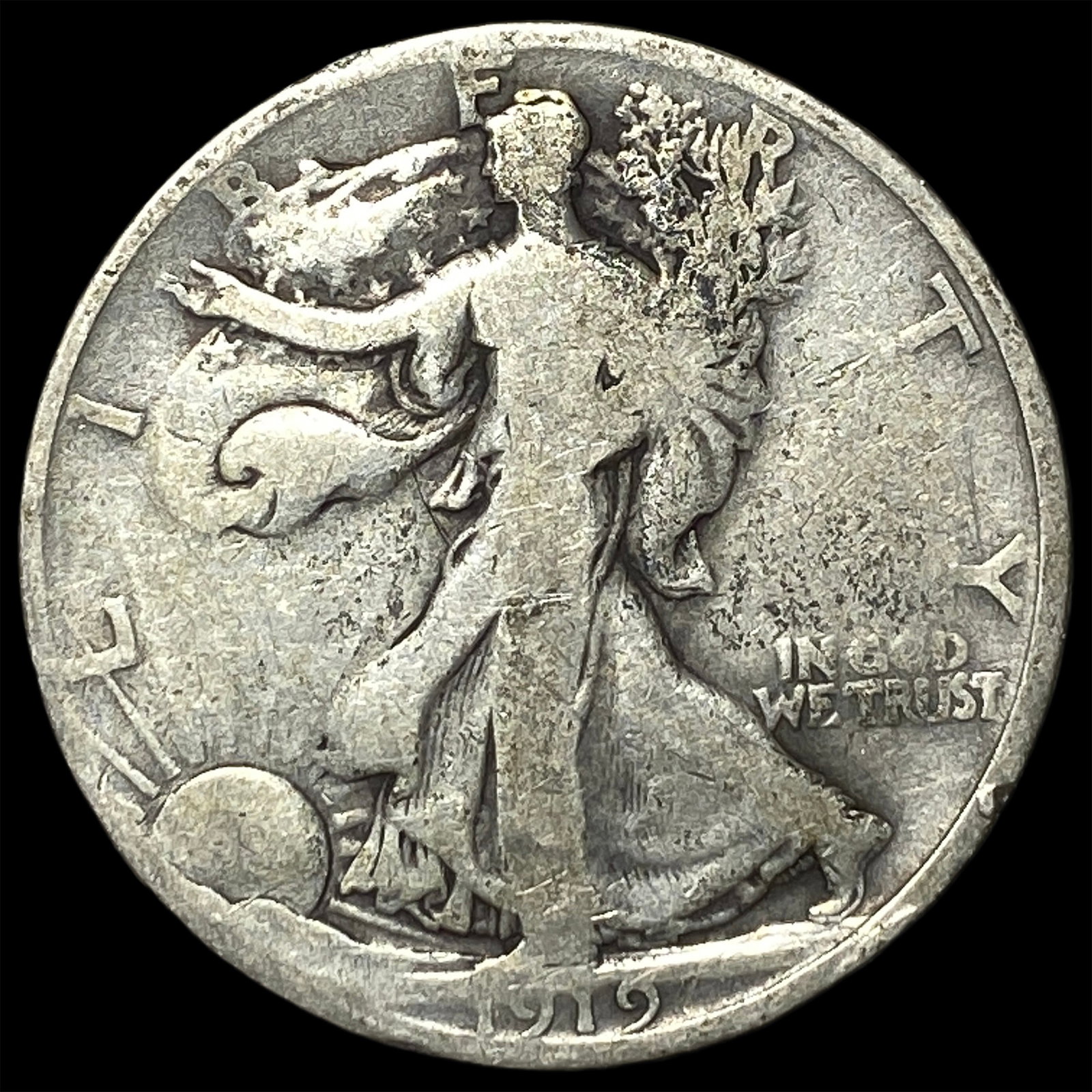 1919-D Silver Walking Liberty Half Dollar LIGHTLY CIRCULATED: 1919-D Silver Walking Liberty Half Dollar LIGHTLY CIRCULATED