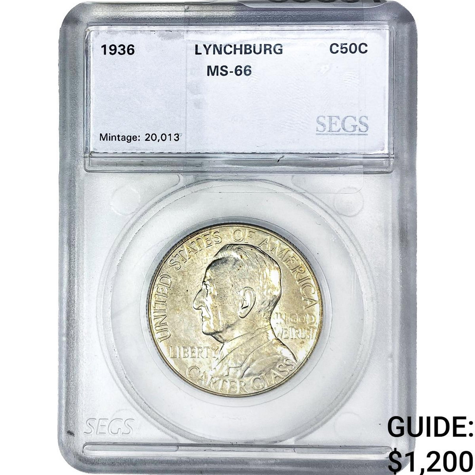 1936 Lynchburg Half Dollar SEGS MS66: 1936 Lynchburg Half Dollar SEGS MS66
