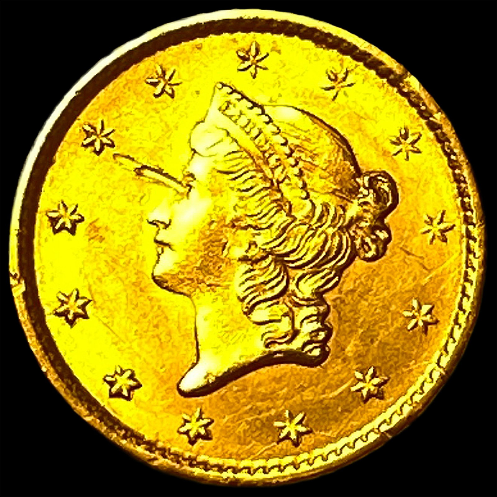 1853 Gold $1 Liberty Head Type 1 CLOSELY UNCIRCULATED: 1853 Gold $1 Liberty Head Type 1 CLOSELY UNCIRCULATED