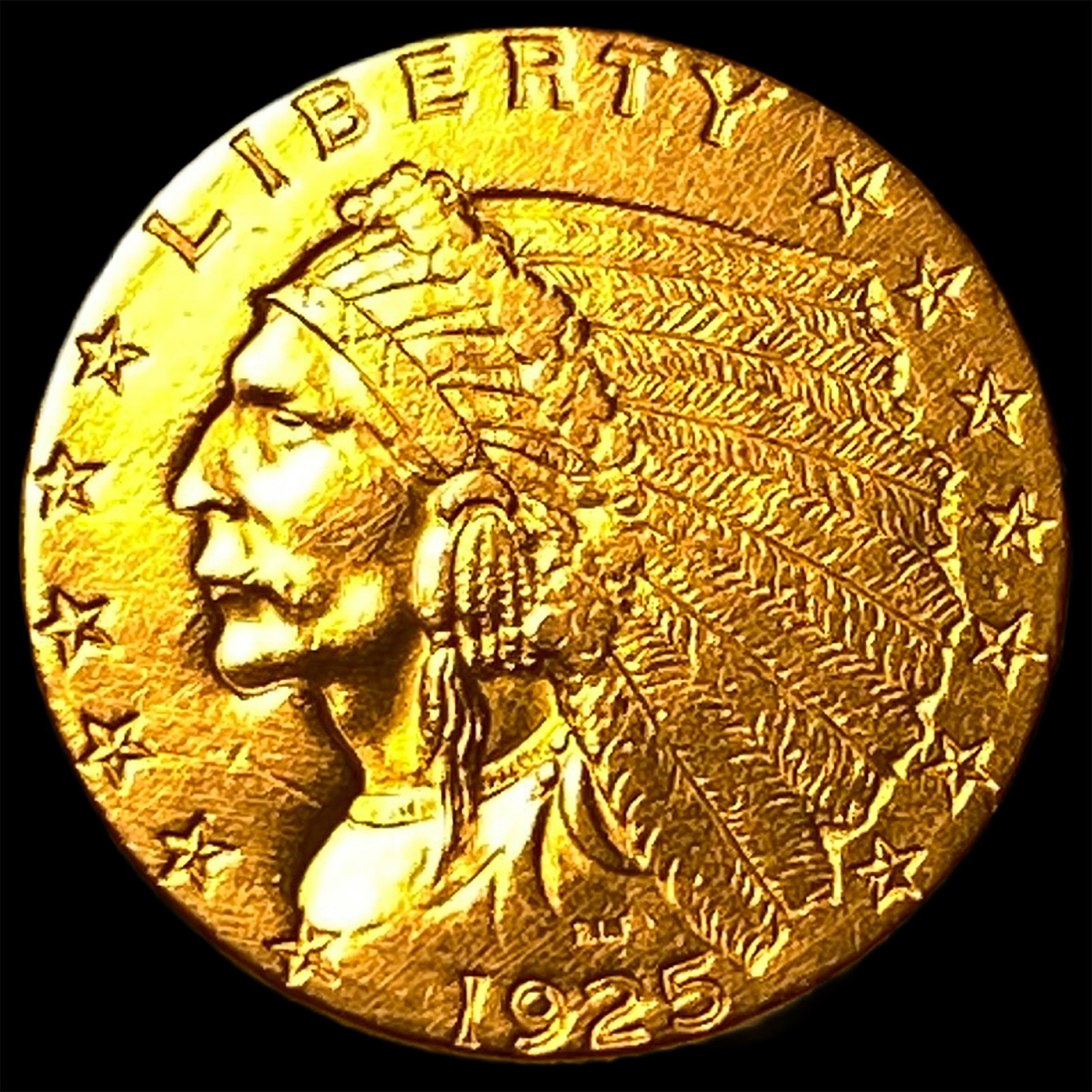 1925-D Indian Head Gold $2.5 Quarter Eagle UNCIRCULATED (1 of 2)