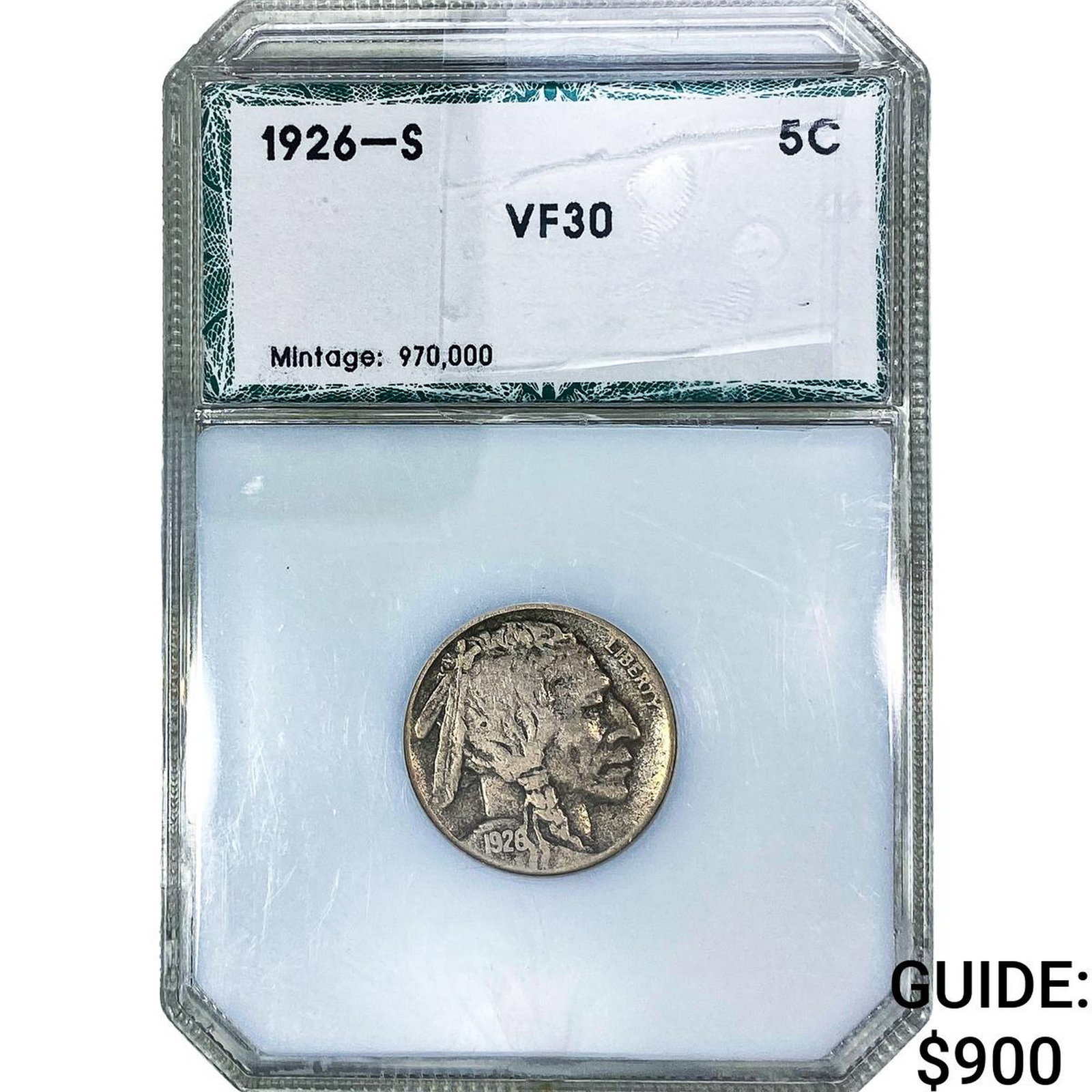 1926-S Buffalo Nickel PCI VF30: 1926-S Buffalo Nickel PCI VF30