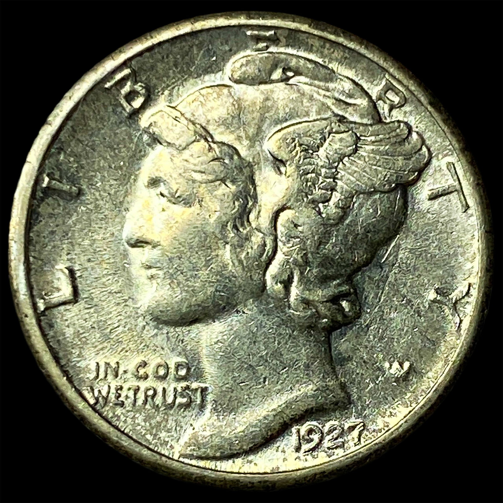 1927-S Silver Mercury Dime CHOICE AU: 1927-S Silver Mercury Dime CHOICE AU
