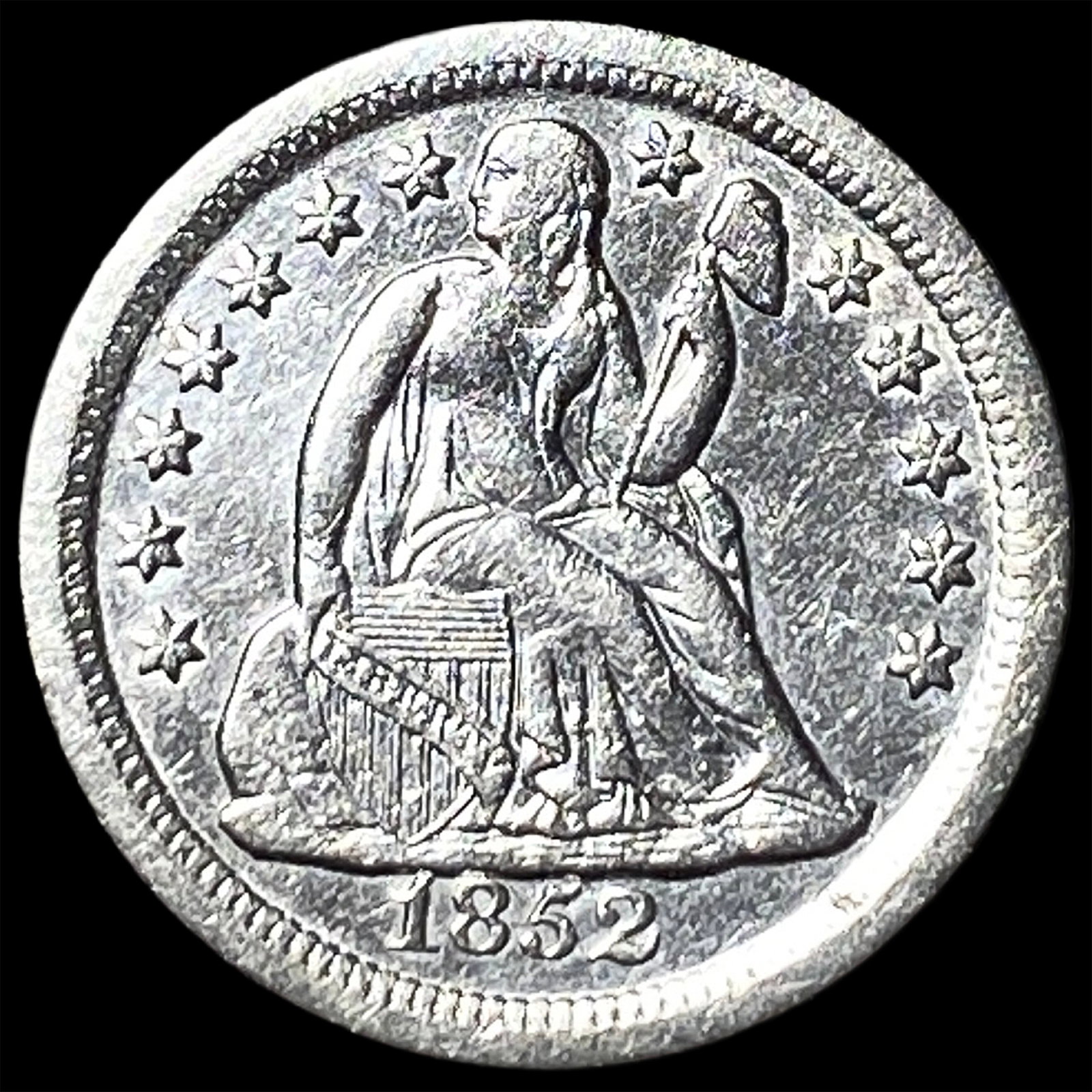 1852-O Silver Seated Liberty Dime CHOICE AU: 1852-O Silver Seated Liberty Dime CHOICE AU