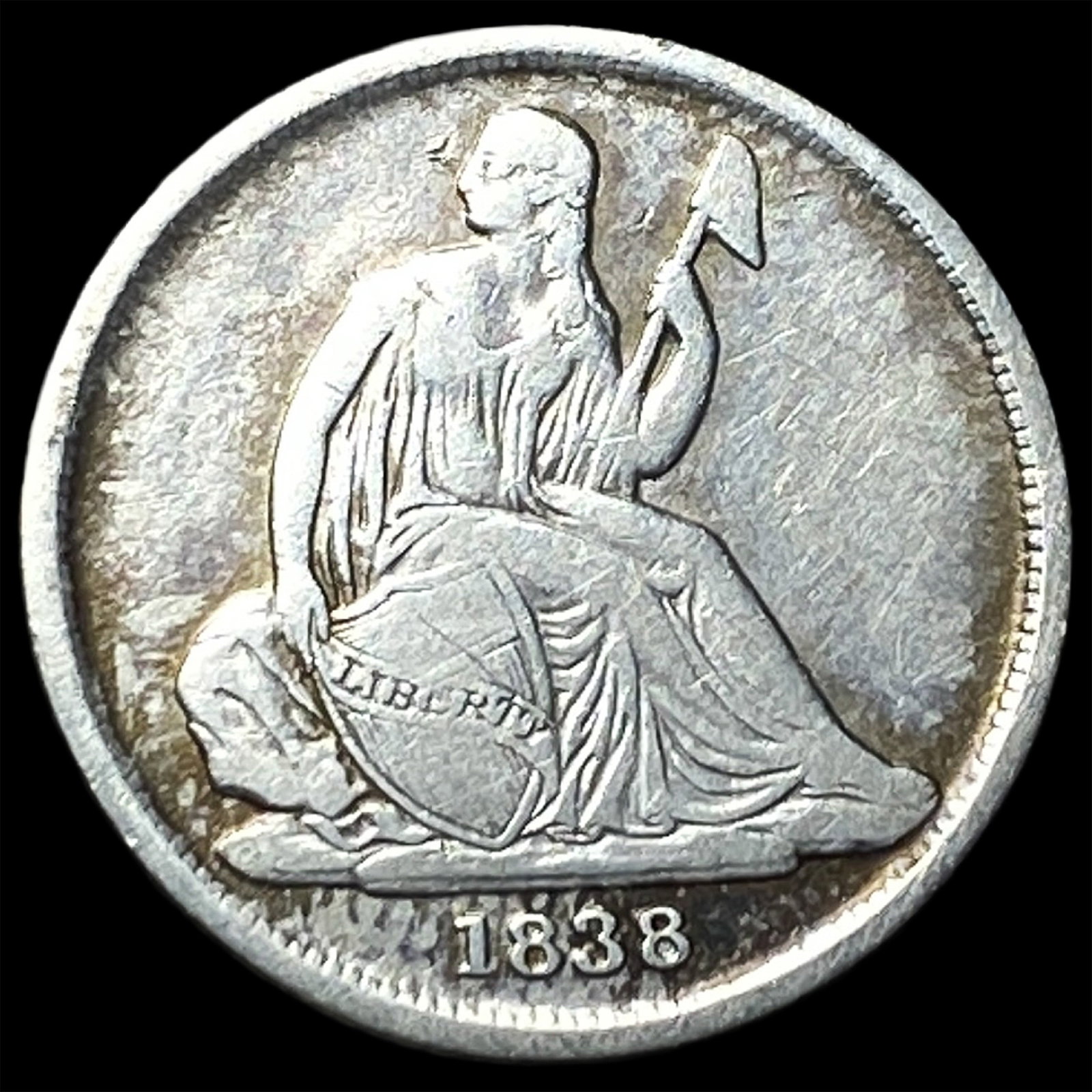 1838-O Silver Seated Liberty Dime LIGHTLY CIRCULATED: 1838-O Silver Seated Liberty Dime LIGHTLY CIRCULATED