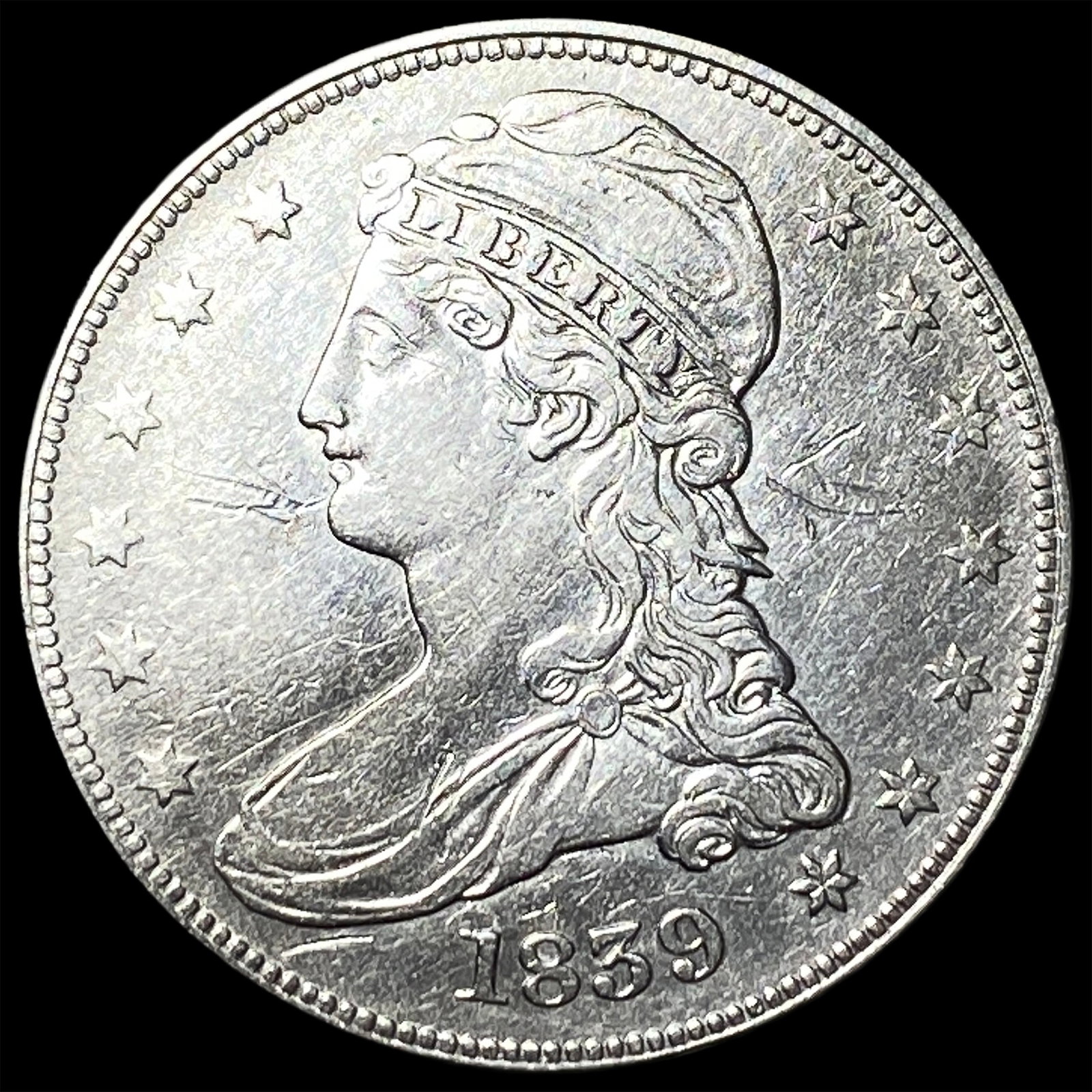 1839 Silver Capped Bust Half Dollar NEARLY UNCIRCULATED (1 of 2)