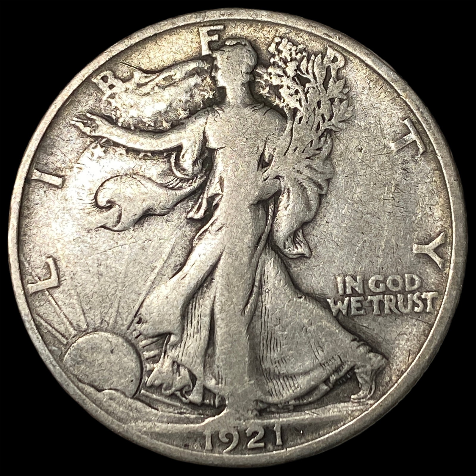 1921-D Silver Walking Liberty Half Dollar NEARLY UNCIRCULATED: 1921-D Silver Walking Liberty Half Dollar NEARLY UNCIRCULATED