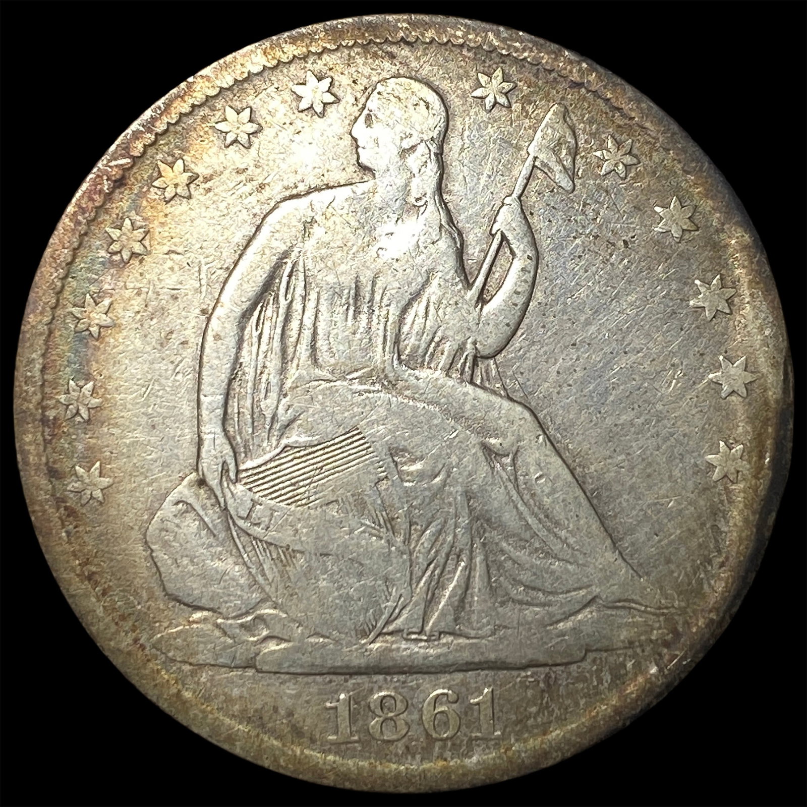 1861-O Silver Seated Liberty Half Dollar LIGHTLY CIRCULATED: 1861-O Silver Seated Liberty Half Dollar LIGHTLY CIRCULATED