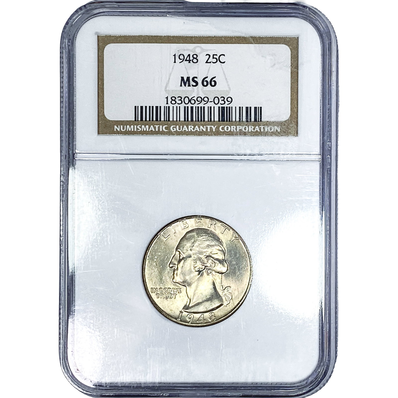 1948 Washington Silver Quarter NGC MS66: 1948 Washington Silver Quarter NGC MS66