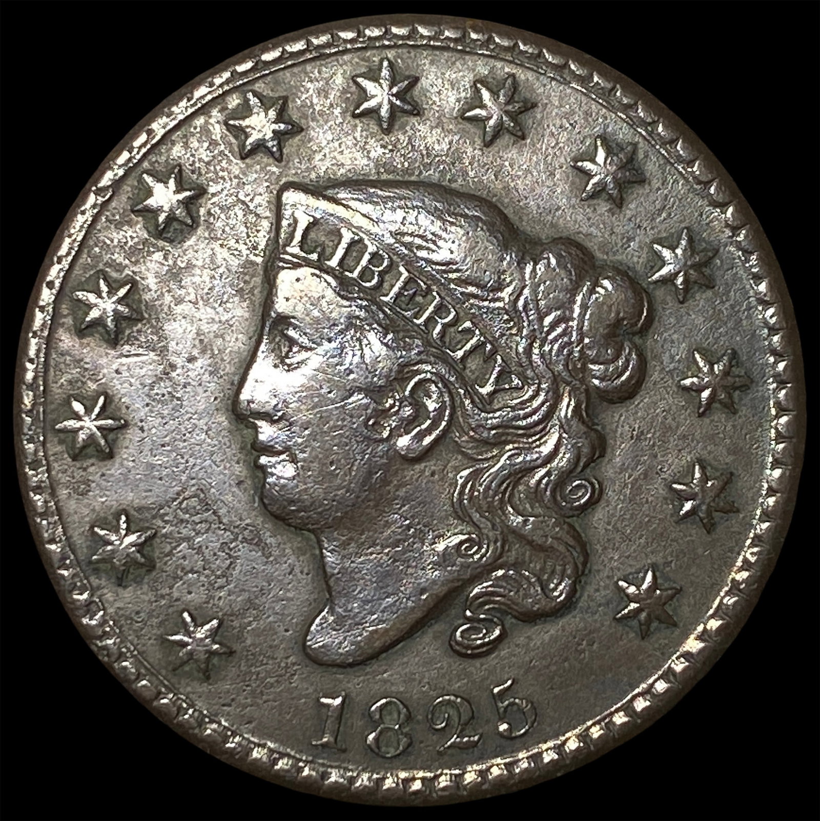 1825 Coronet Head Large Cent ABOUT UNCIRCULATED: 1825 Coronet Head Large Cent ABOUT UNCIRCULATED