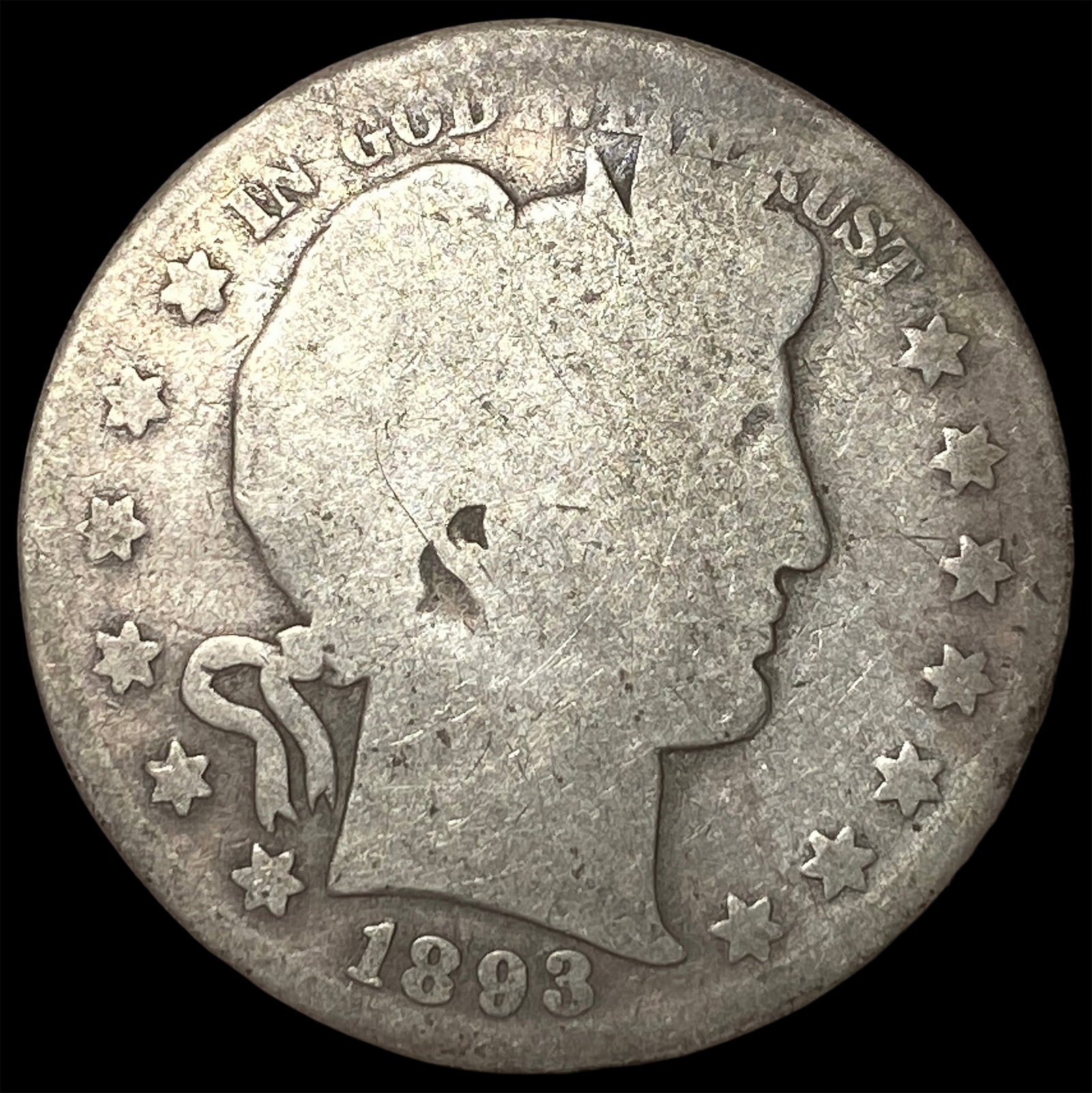 1893-S Silver Barber Half Dollar NICELY CIRCULATED: 1893-S Silver Barber Half Dollar NICELY CIRCULATED