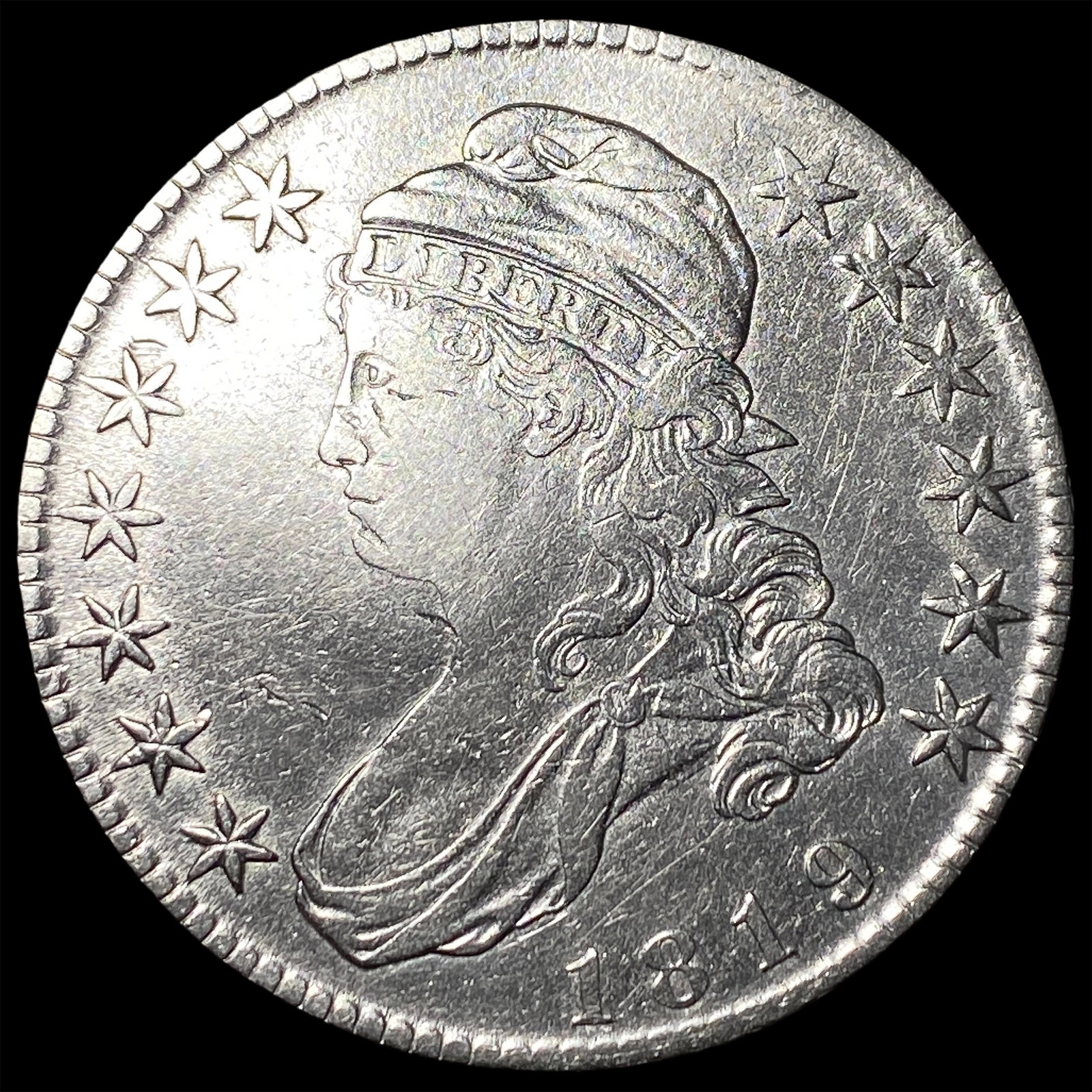 1819 Capped Bust Half Dollar CLOSELY UNCIRCULATED: 1819 Capped Bust Half Dollar CLOSELY UNCIRCULATED
