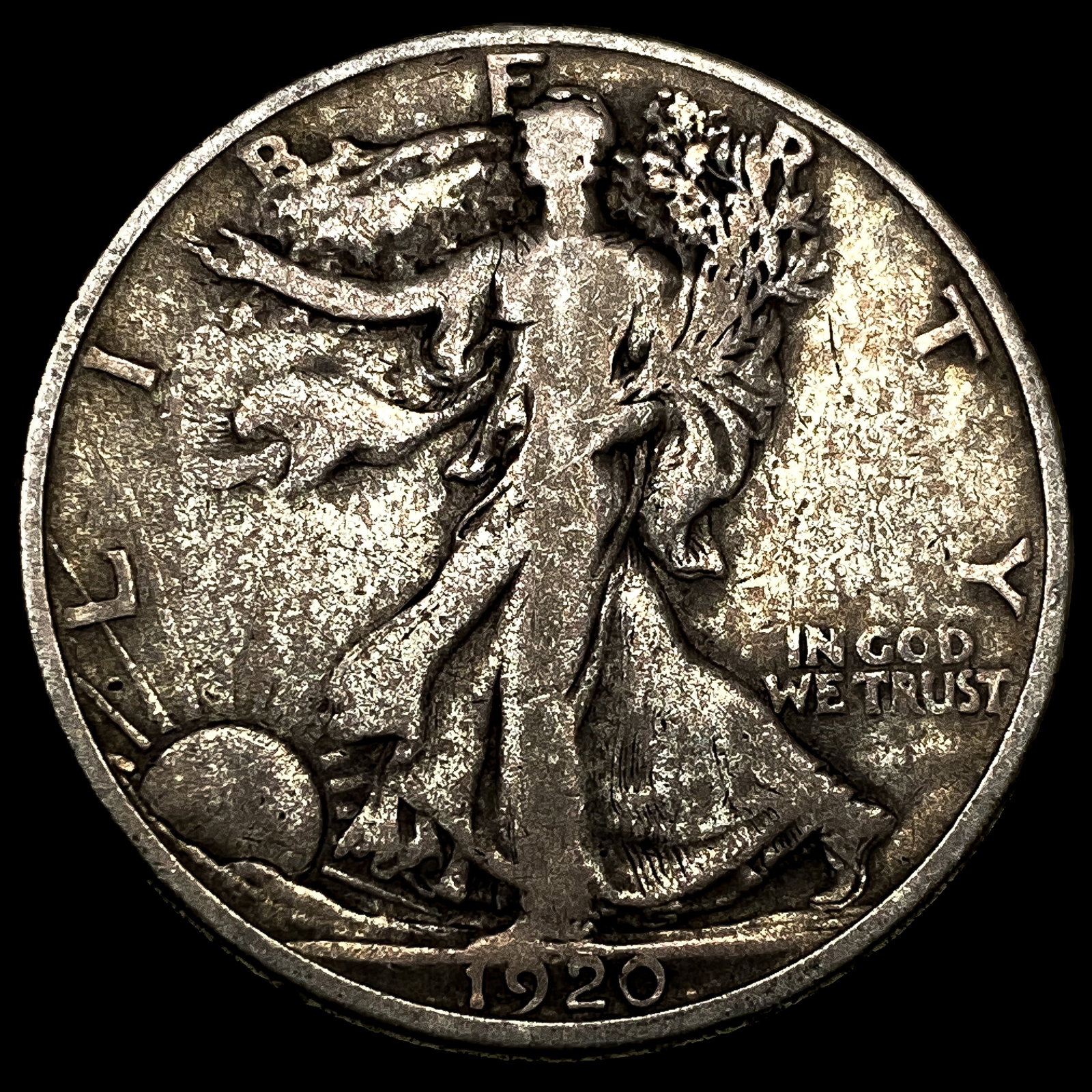 1920-S Silver Walking Liberty Half Dollar LIGHTLY CIRCULATED: 1920-S Silver Walking Liberty Half Dollar LIGHTLY CIRCULATED