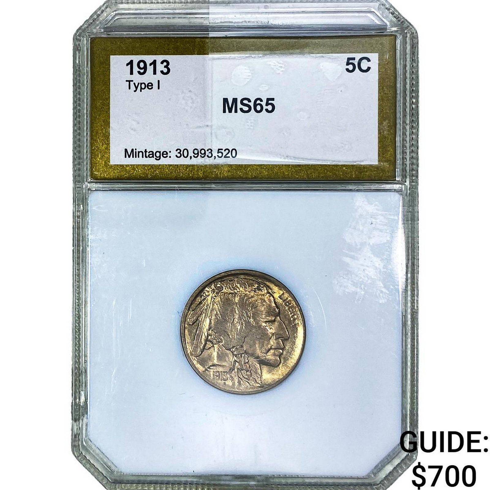 1913 Buffalo Nickel PCI MS65: 1913 Buffalo Nickel PCI MS65