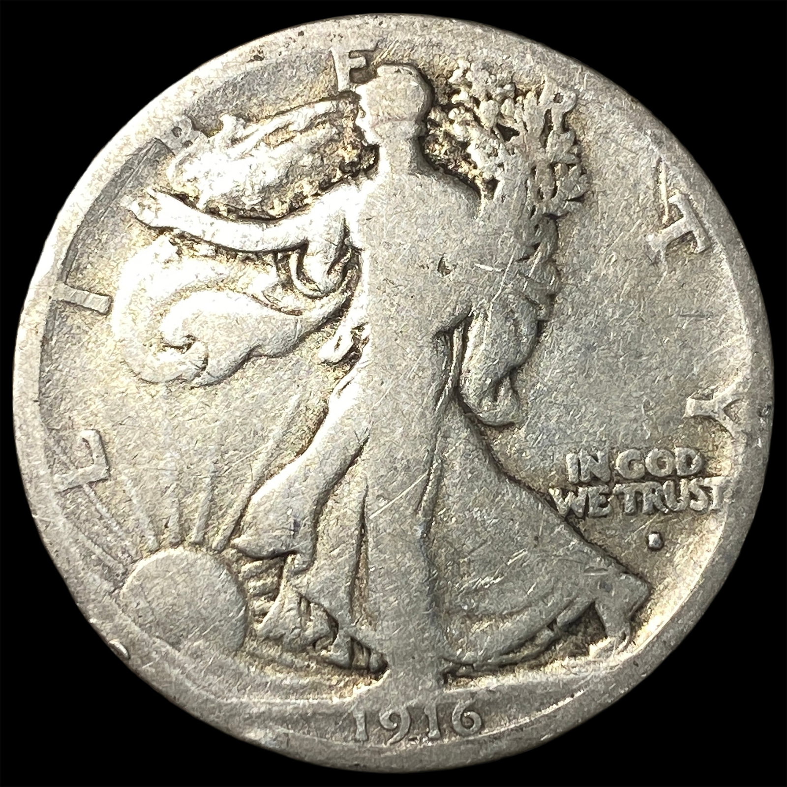 1916-S Silver Walking Liberty Half Dollar LIGHTLY CIRCULATED: 1916-S Silver Walking Liberty Half Dollar LIGHTLY CIRCULATED