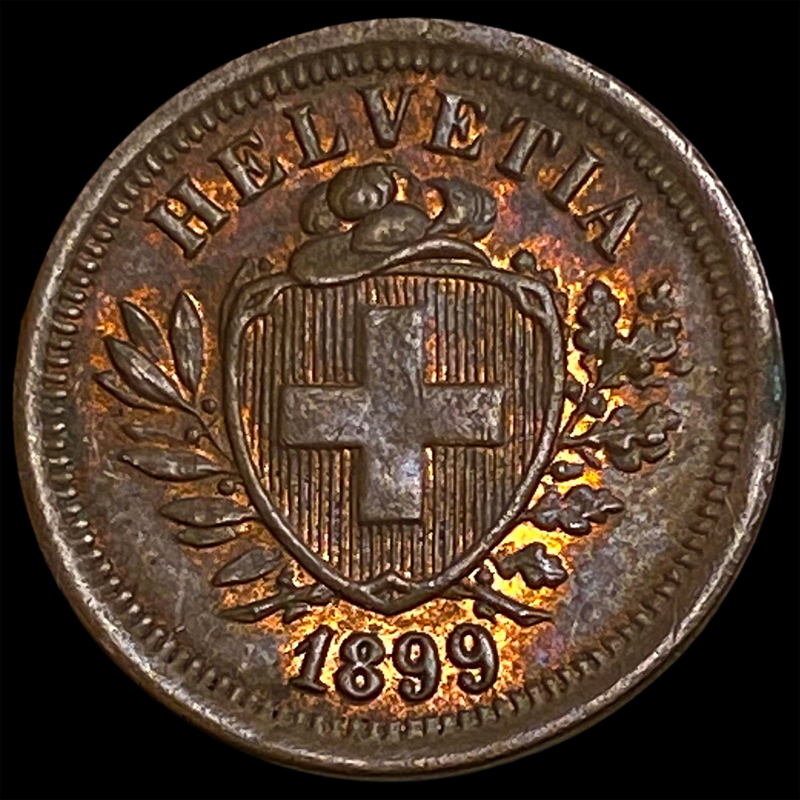 1899 Switzerland 1 Bronze 1 Rappen: 1899 Switzerland 1 Bronze 1 Rappen
