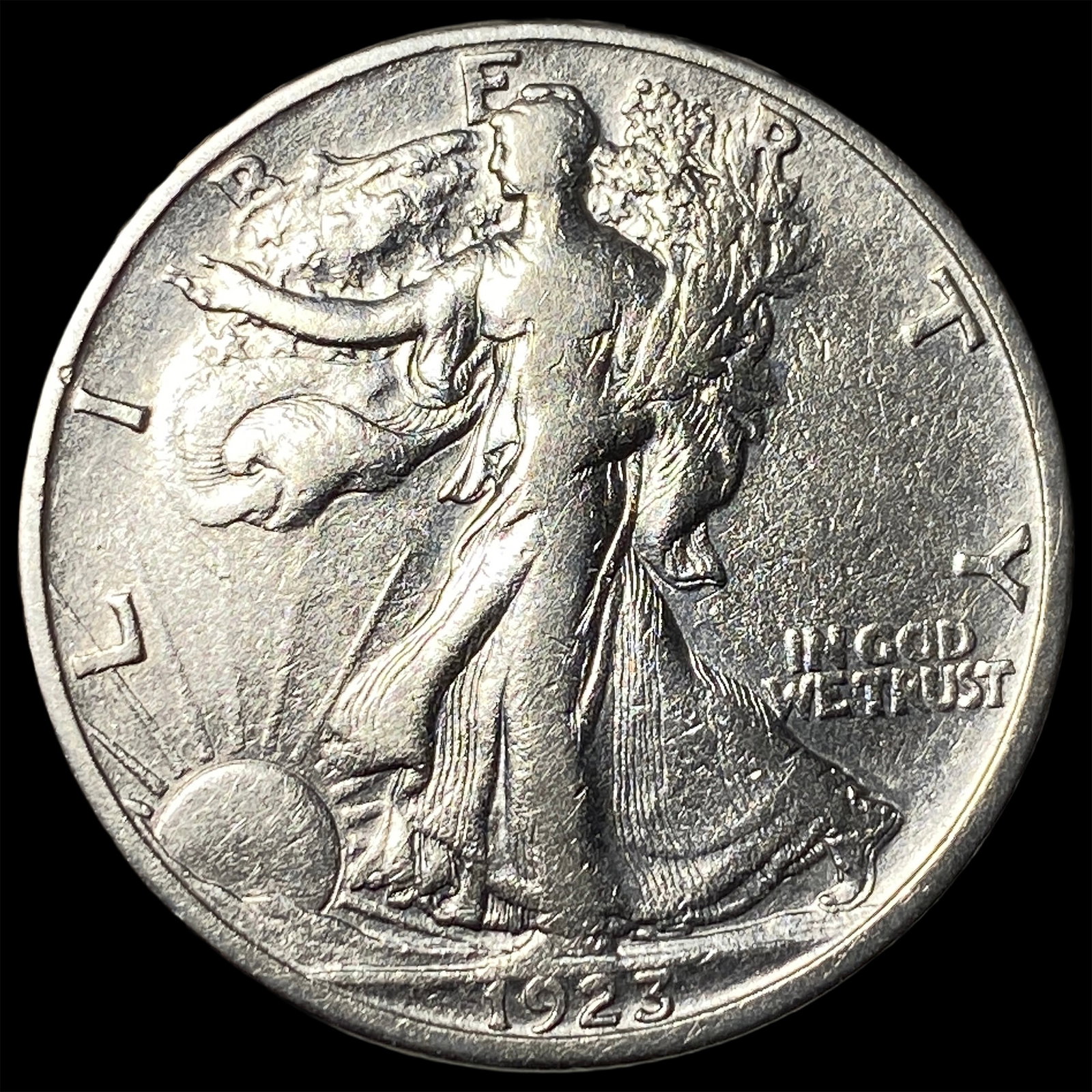 1923-S Silver Walking Liberty Half Dollar CLOSELY UNCIRCULATED