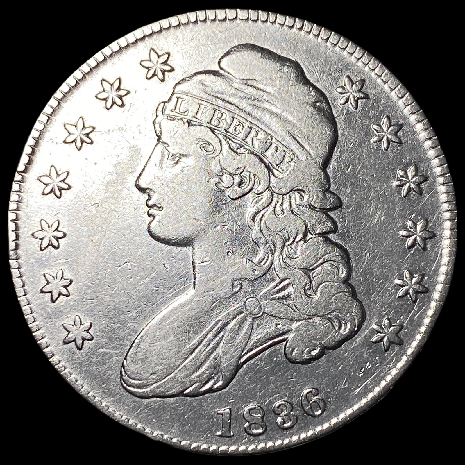 1836 Capped Bust Half Dollar ABOUT UNCIRCULATED: 1836 Capped Bust Half Dollar ABOUT UNCIRCULATED