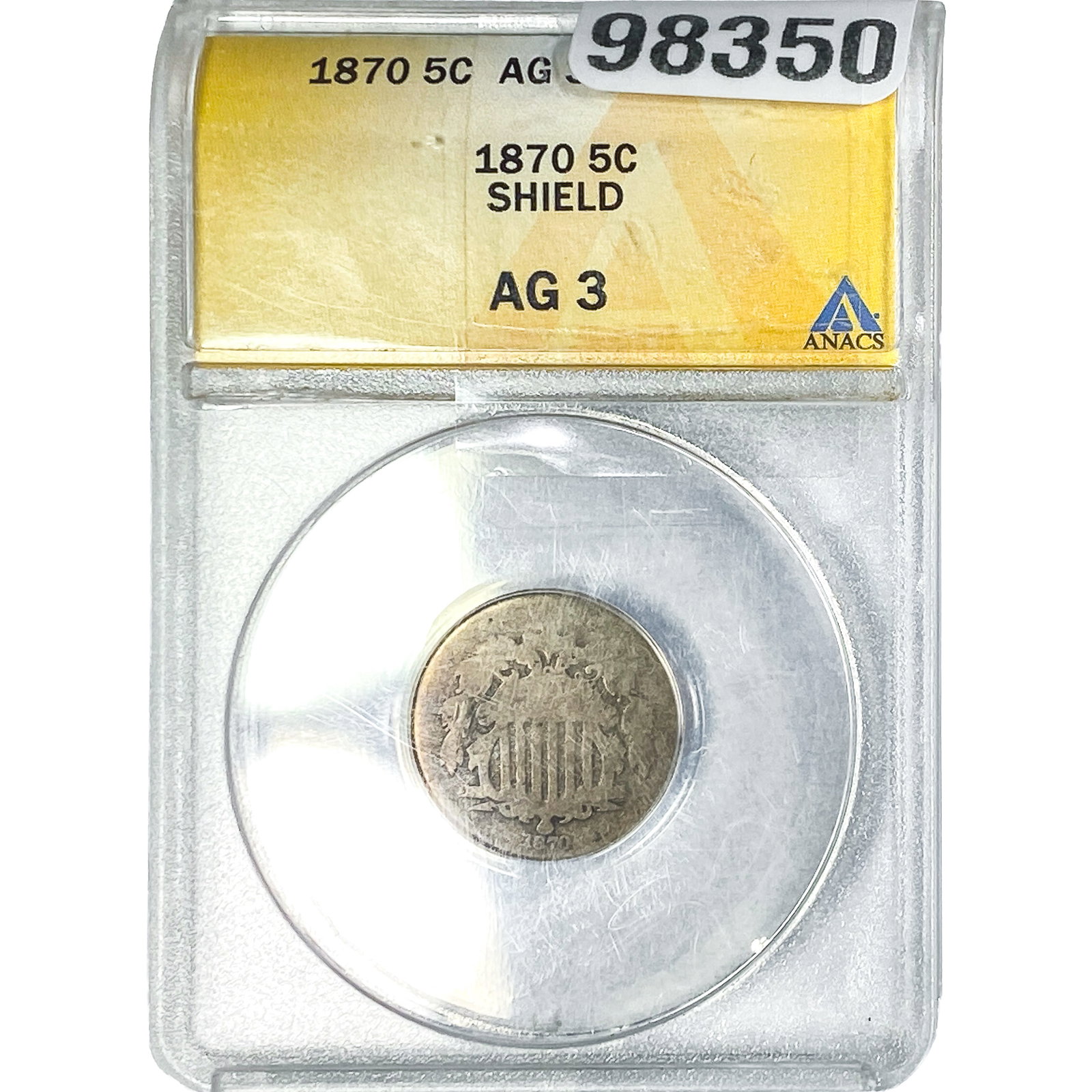 1870 Shield Nickel ANACS AG3: 1870 Shield Nickel ANACS AG3