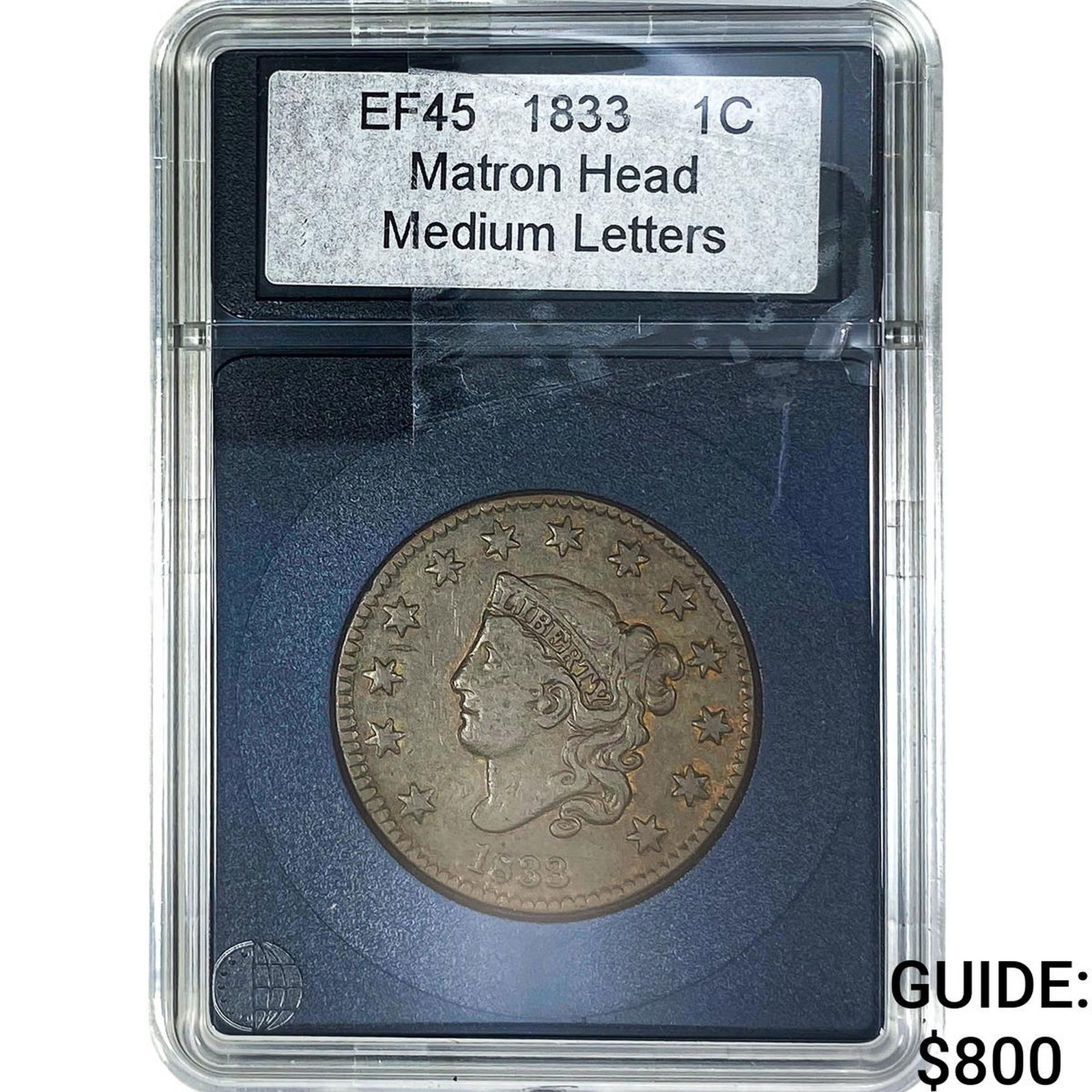 1833 Coronet Head Large Cent EF45 (1 of 2)