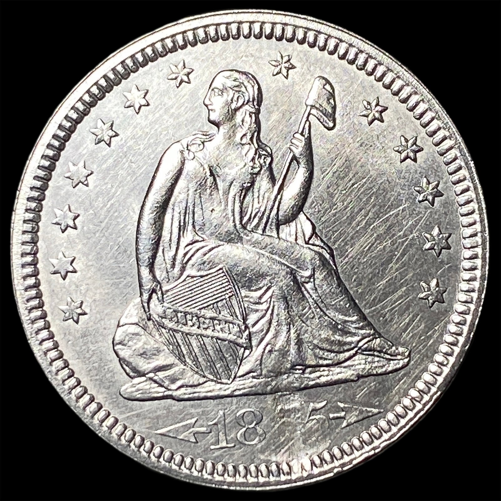 1855 Silver Seated Liberty Quarter UNCIRCULATED: 1855 Silver Seated Liberty Quarter UNCIRCULATED