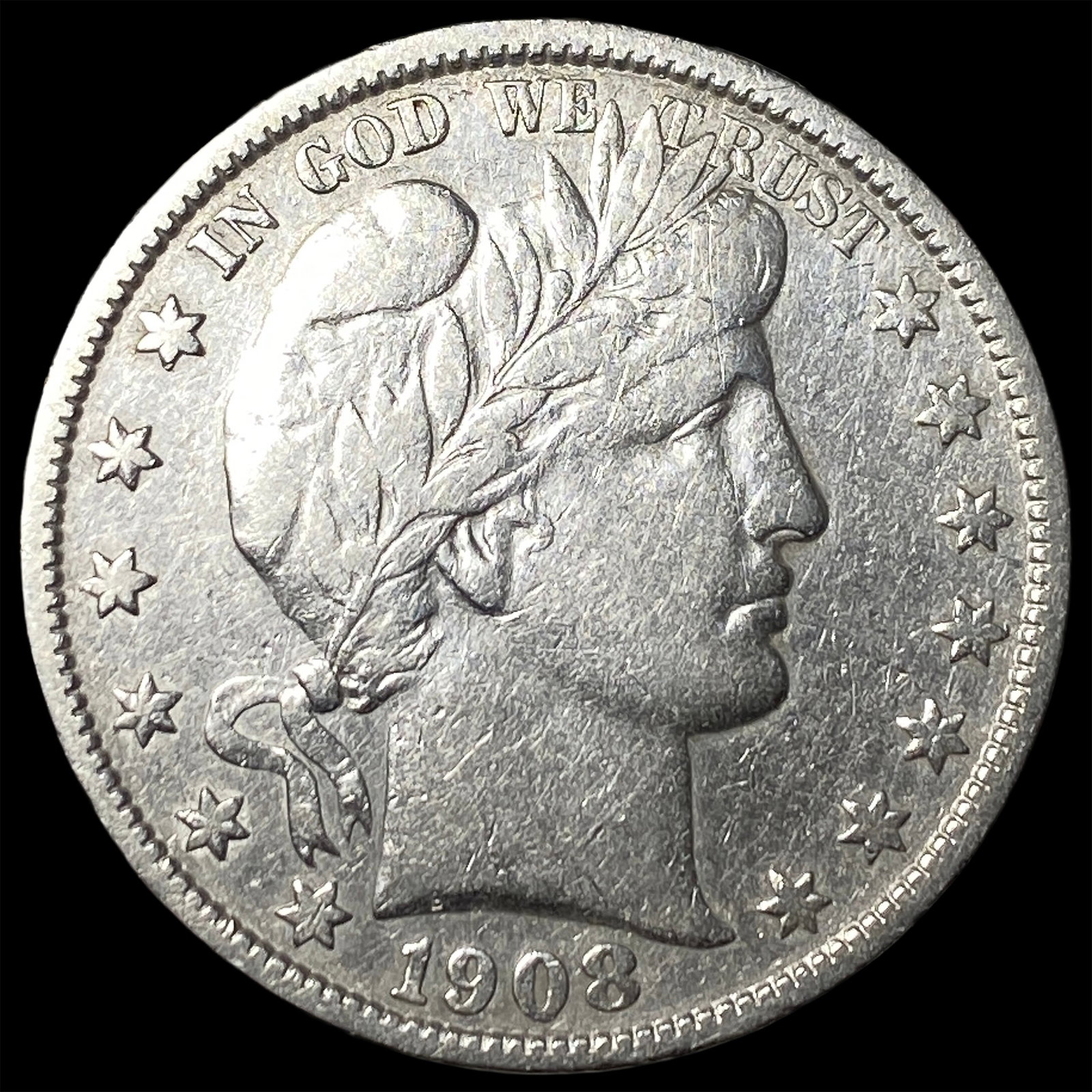1908-S Silver Barber Half Dollar LIGHTLY CIRCULATED: 1908-S Silver Barber Half Dollar LIGHTLY CIRCULATED