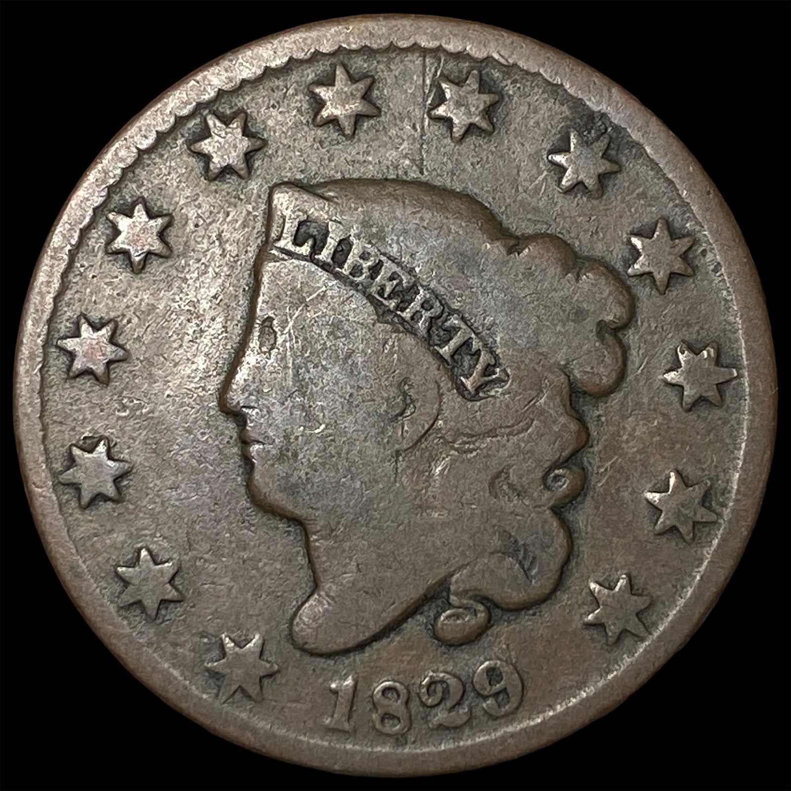 1829 Coronet Head Large Cent LIGHTLY CIRCULATED: 1829 Coronet Head Large Cent LIGHTLY CIRCULATED