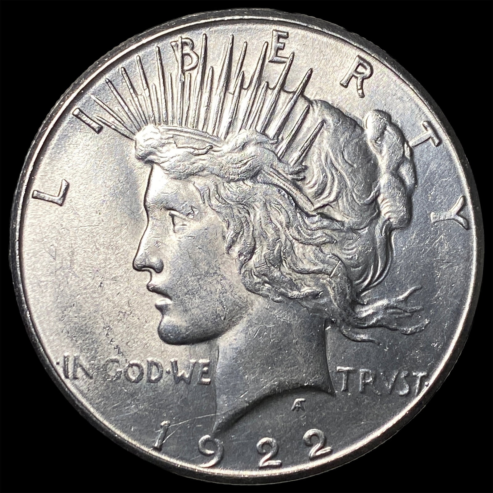 1922-S Silver Peace Dollar ABOUT UNCIRCULATED: 1922-S Silver Peace Dollar ABOUT UNCIRCULATED