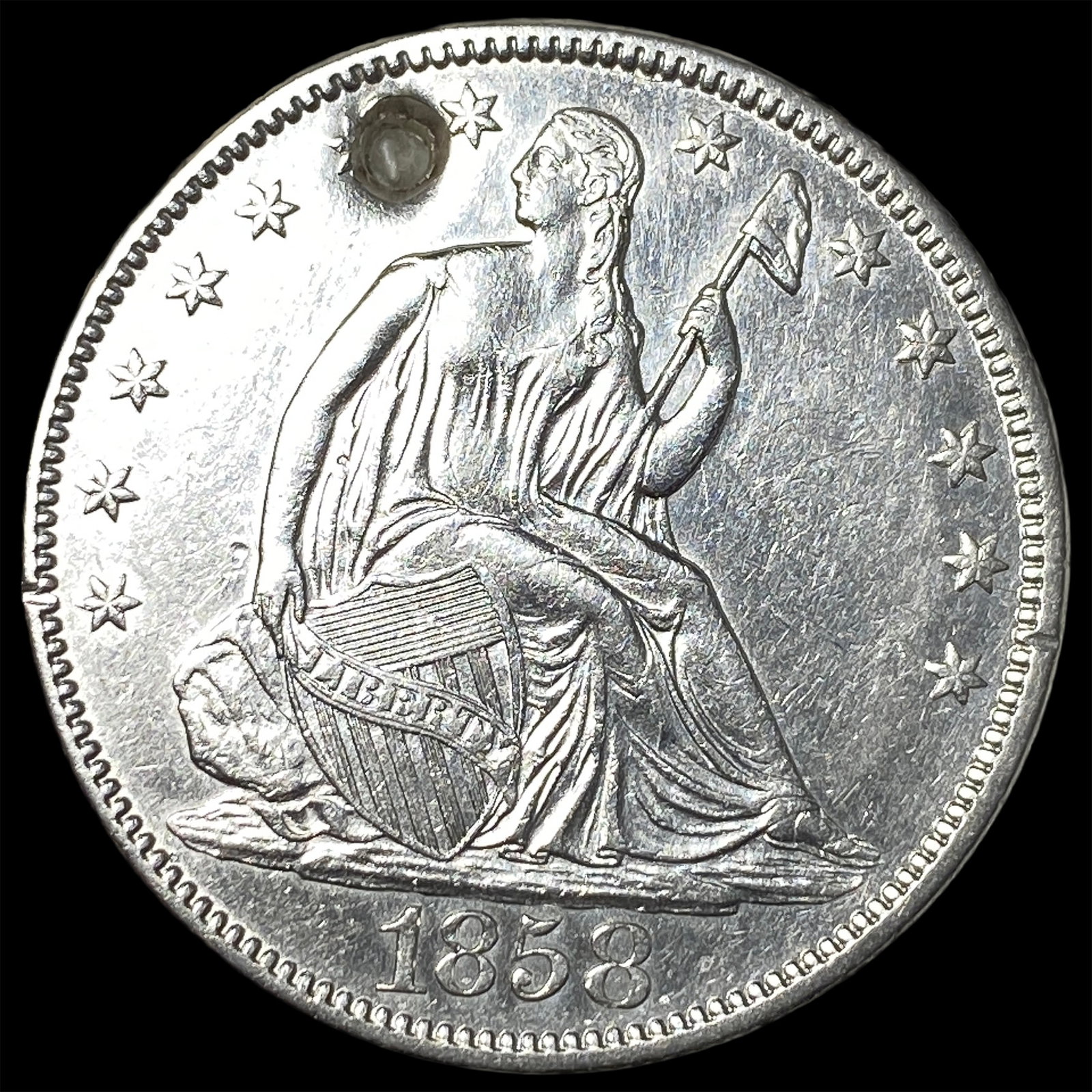1858 Silver Seated Liberty Half Dollar HIGH GRADE: 1858 Silver Seated Liberty Half Dollar HIGH GRADE