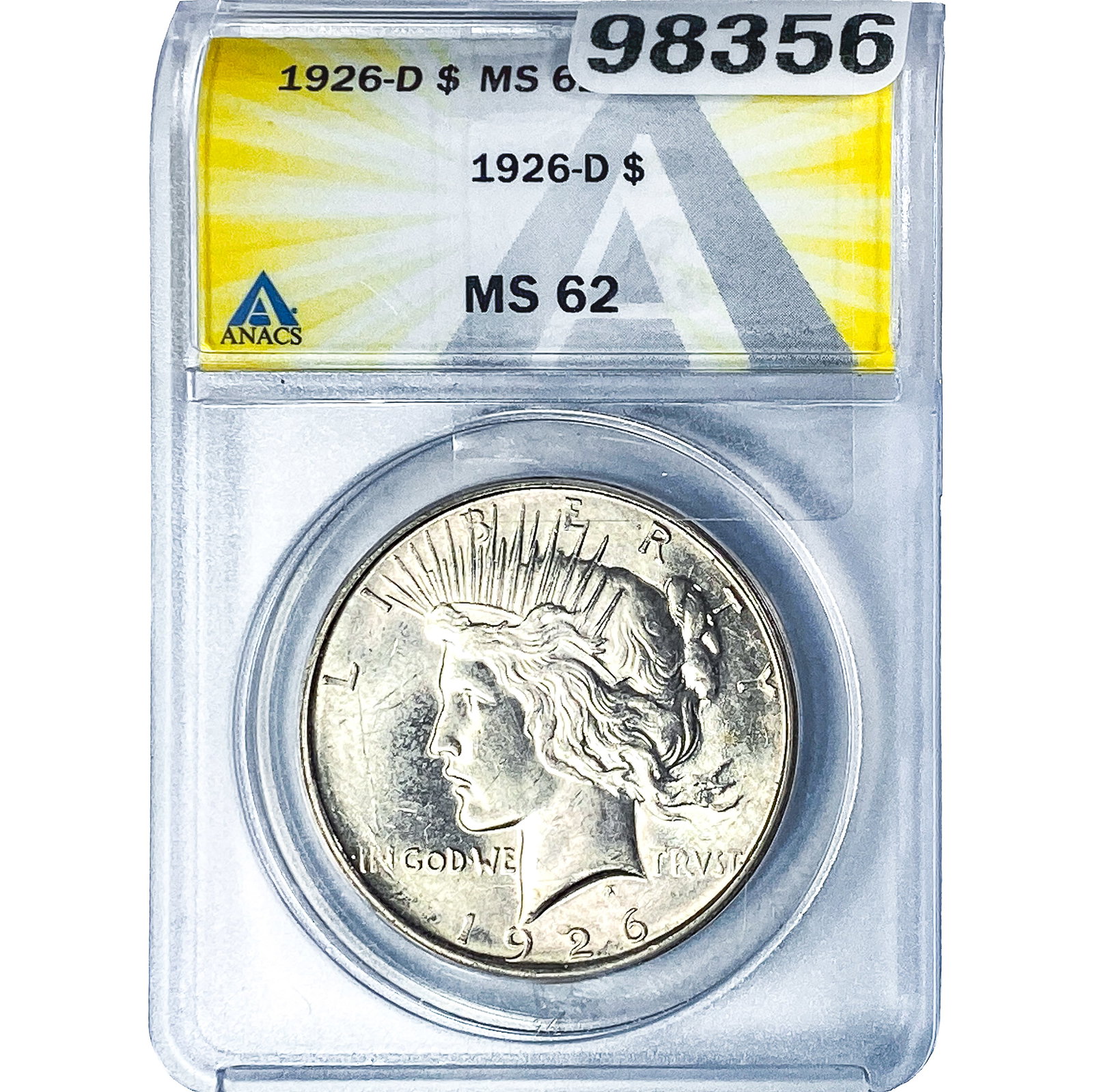 1926-D Silver Peace Dollar ANACS MS62: 1926-D Silver Peace Dollar ANACS MS62